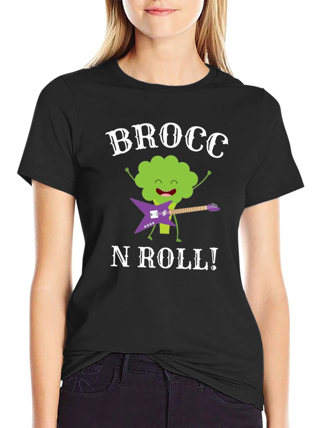 Brocc N Roll T-Shirt - Funny Broccoli Guitar Tee