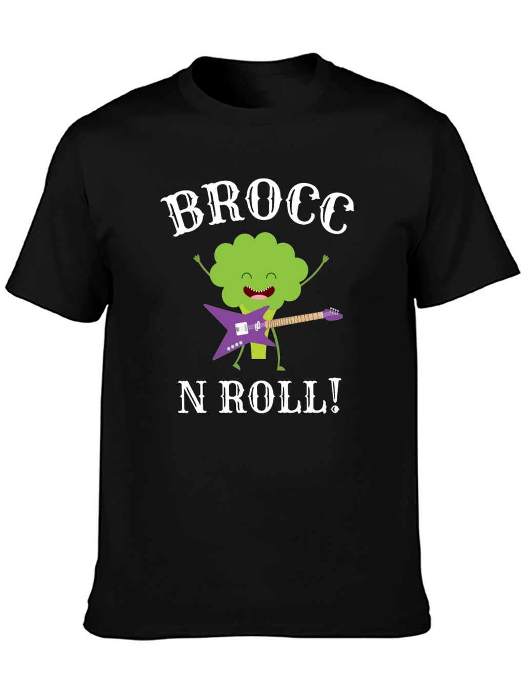 Brocc N Roll T-Shirt - Funny Broccoli Guitar Tee