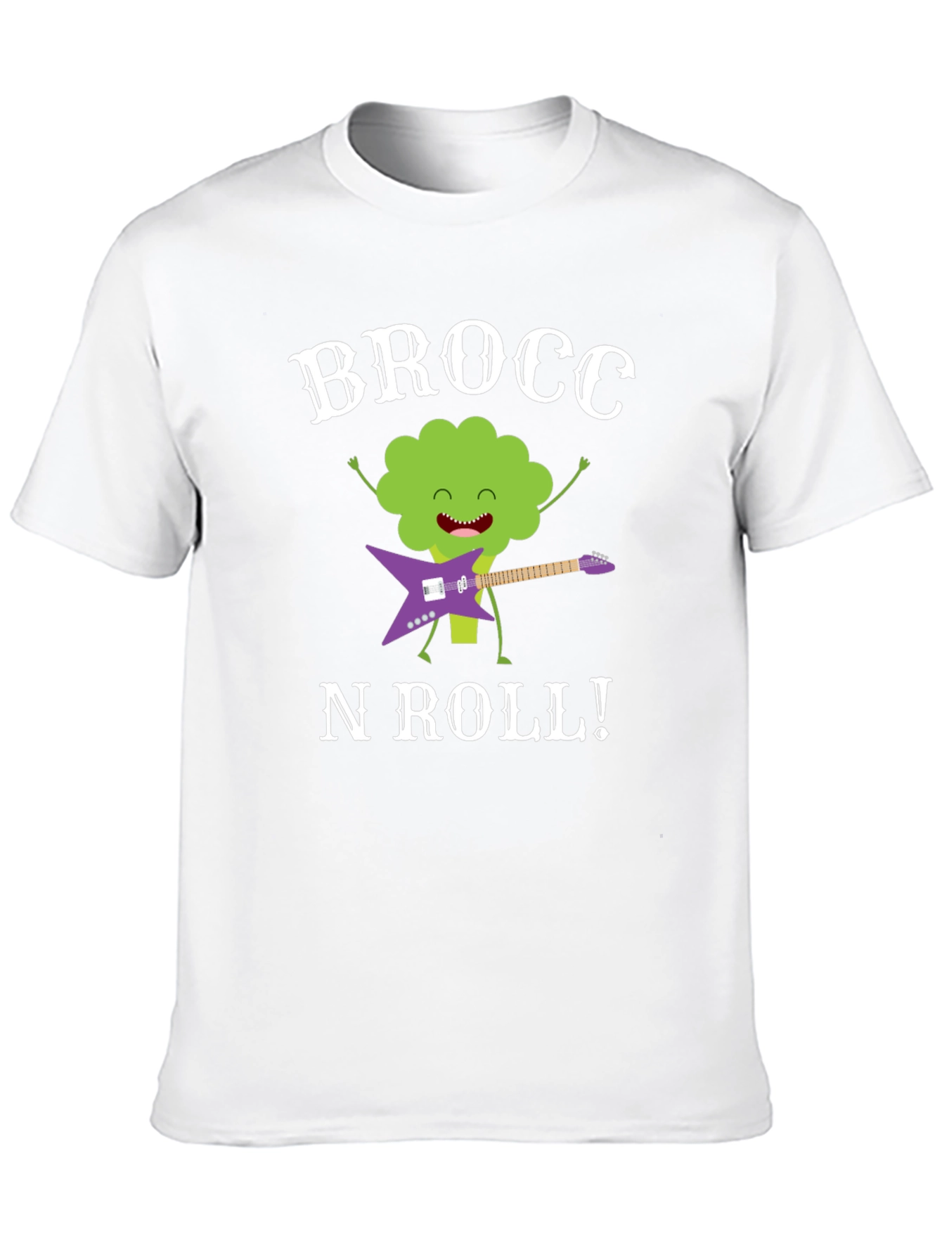 Brocc N Roll T-Shirt - Funny Broccoli Guitar Tee