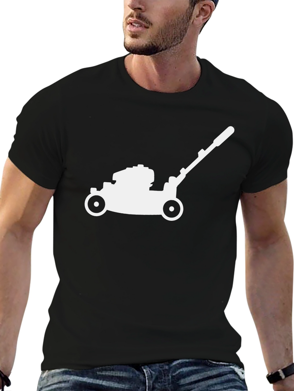 Lawn Mower Graphic Tee - Black Cotton T-Shirt