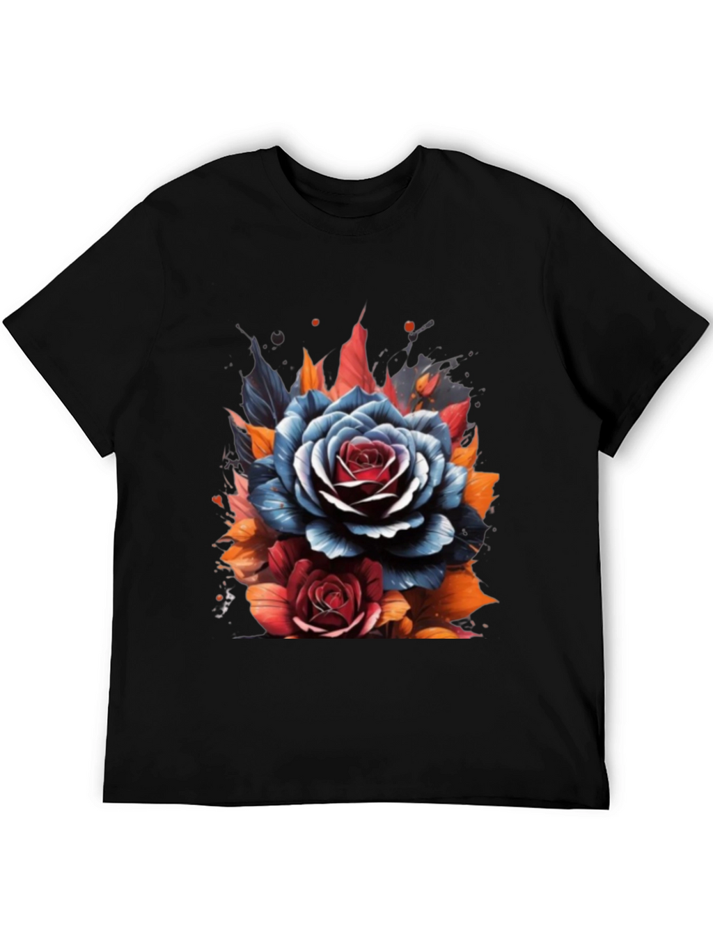 Floral Rose Graphic Tee - Unique Artistic Design