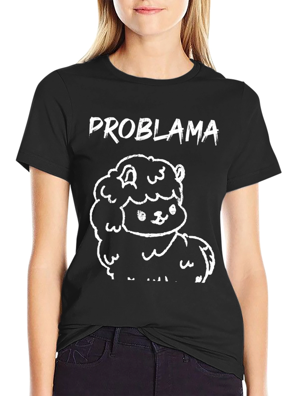 Problama Black Cotton Graphic T-Shirt