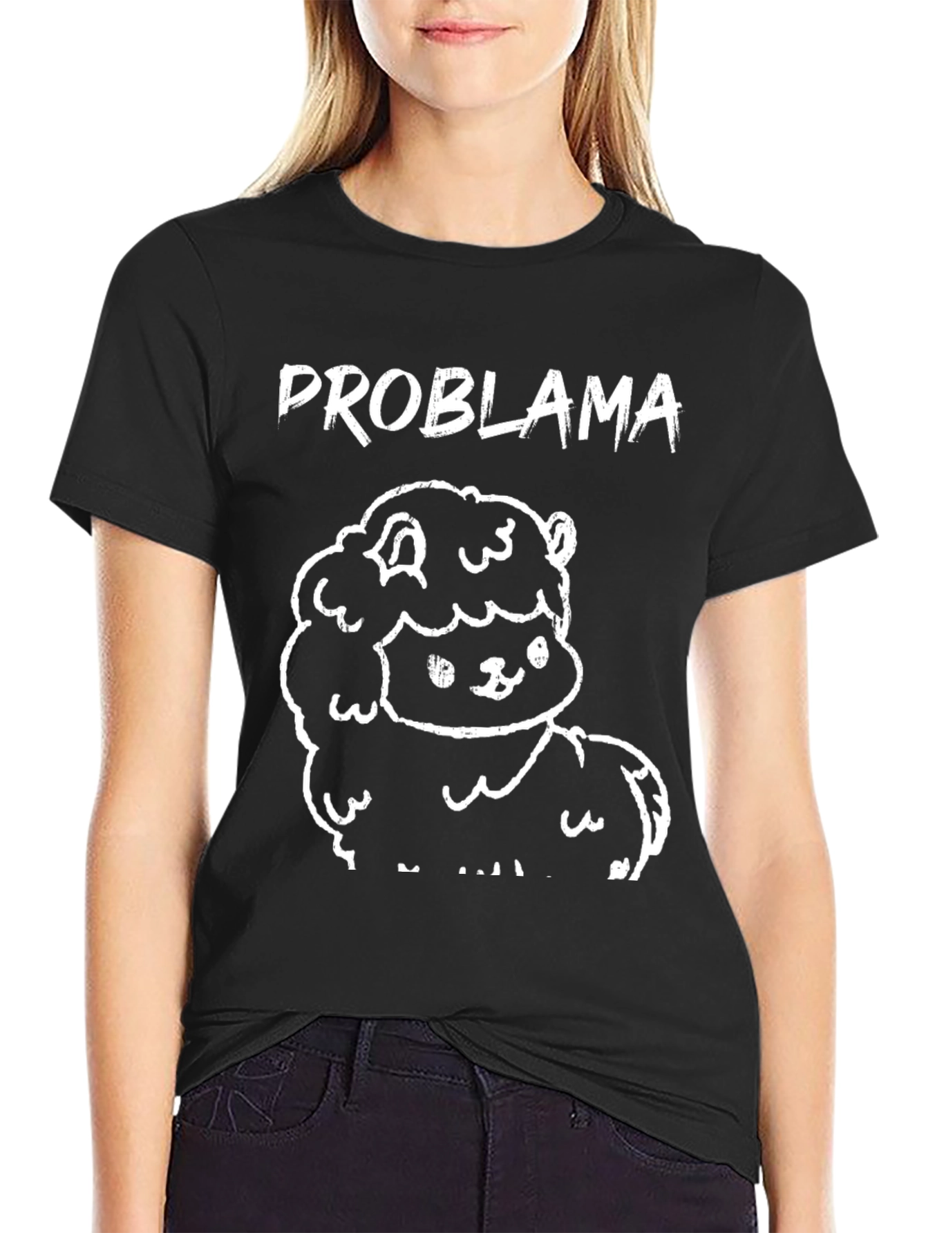 Problama Black Cotton Graphic T-Shirt