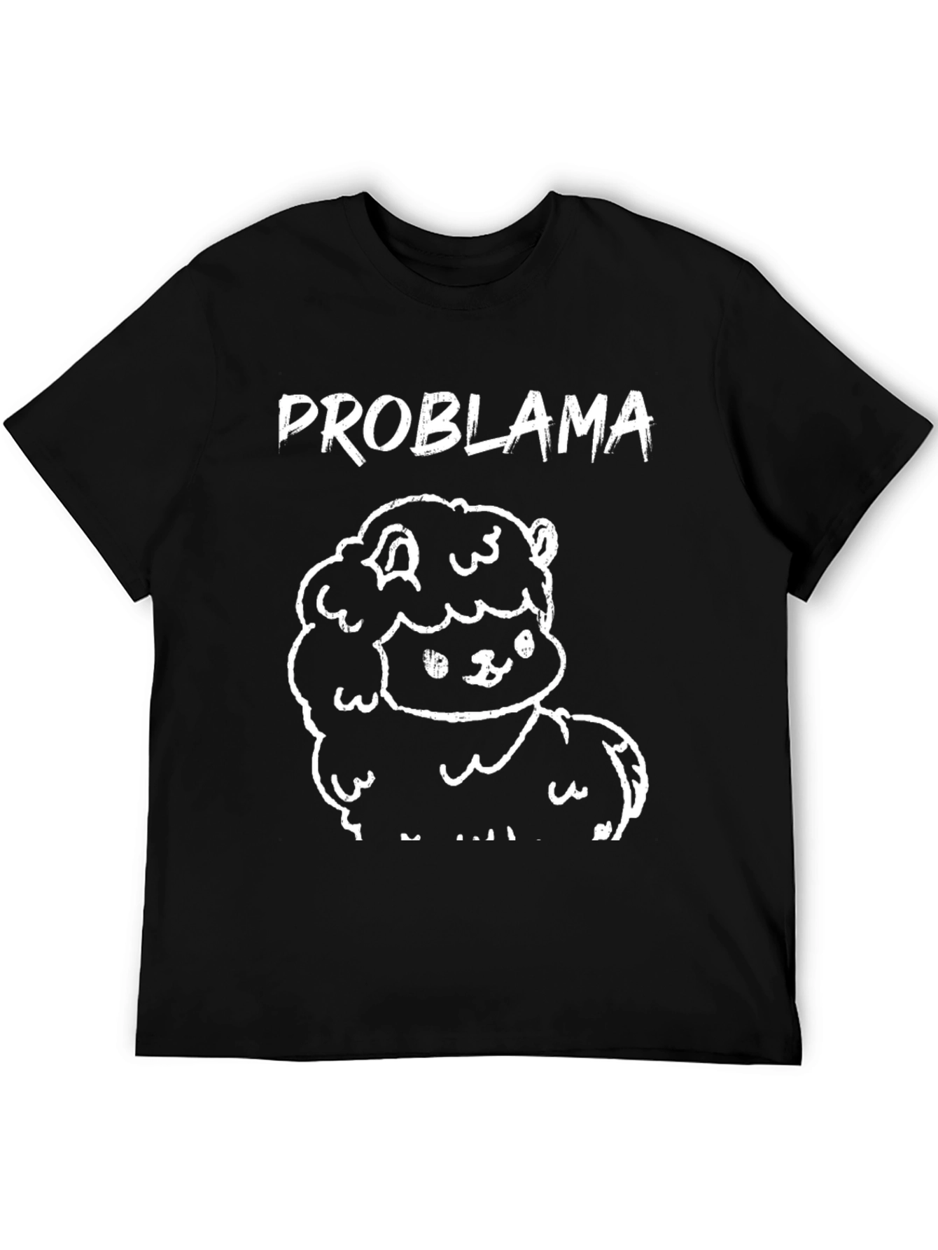 Problama Black Cotton Graphic T-Shirt