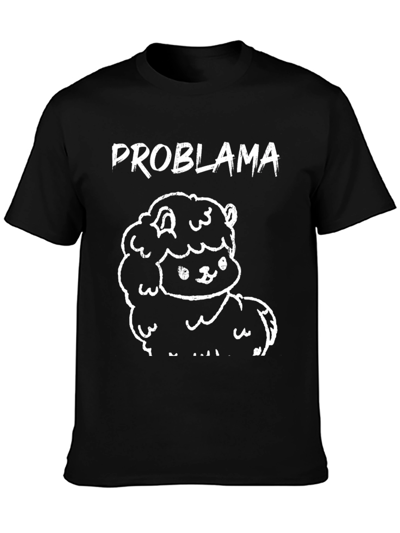 Problama Black Cotton Graphic T-Shirt