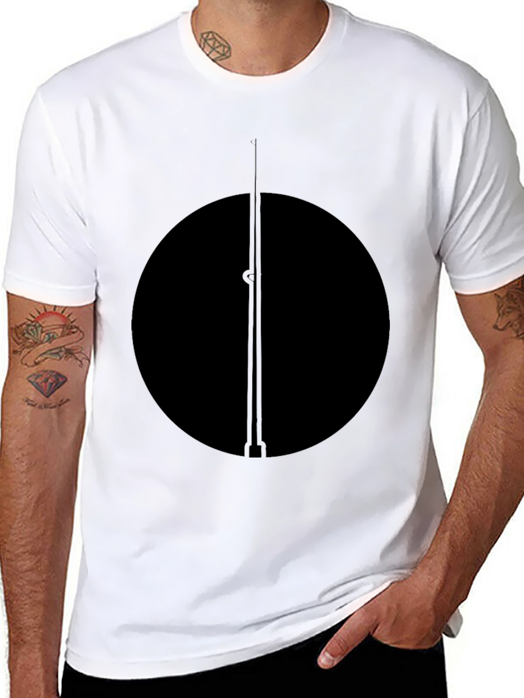 Minimalist Black Circle and Line T-Shirt