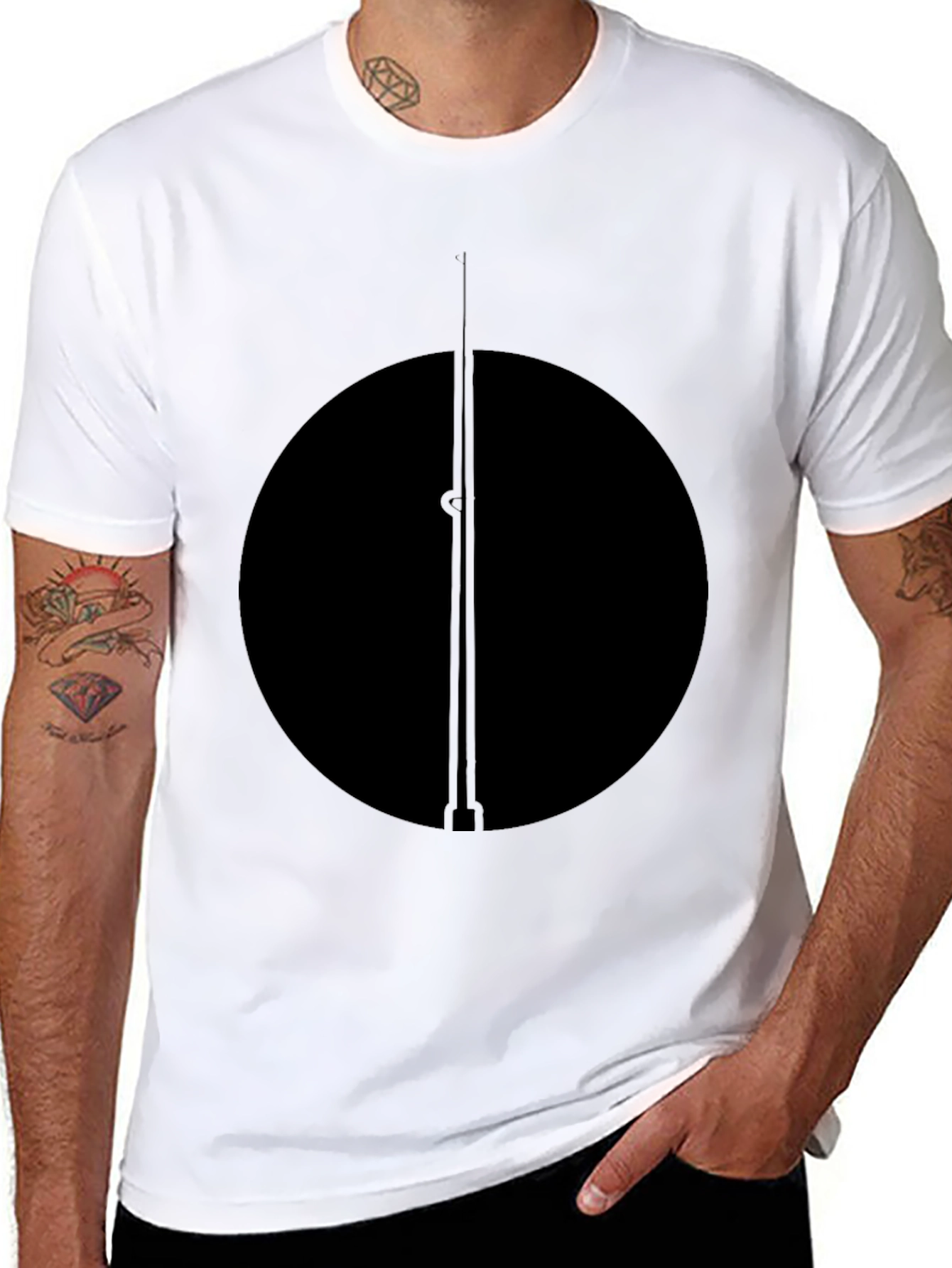 Minimalist Black Circle and Line T-Shirt