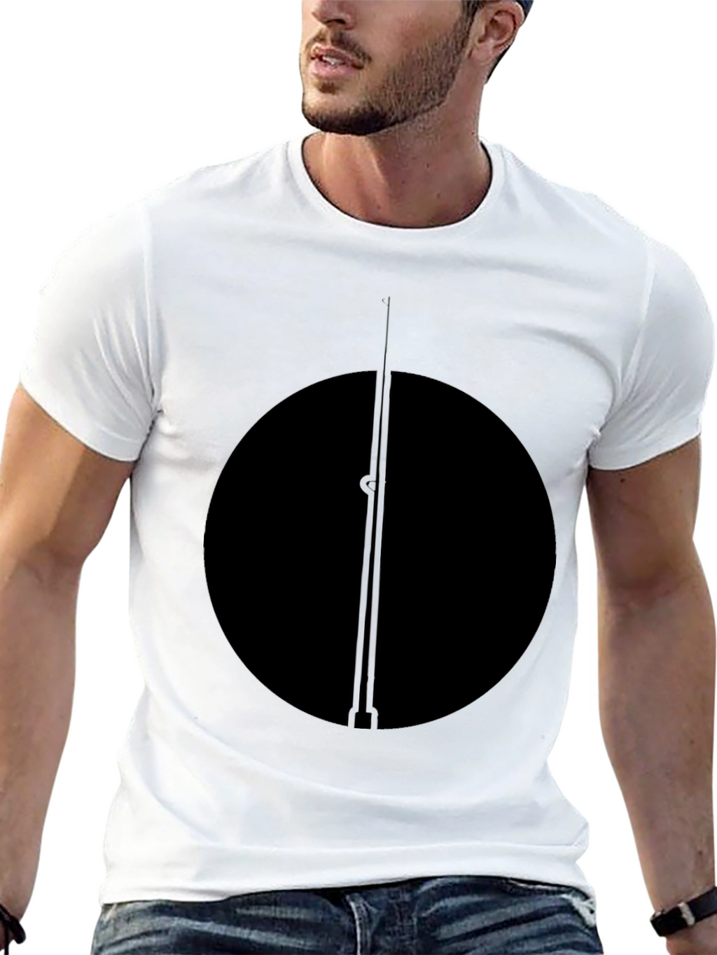 Minimalist Black Circle and Line T-Shirt
