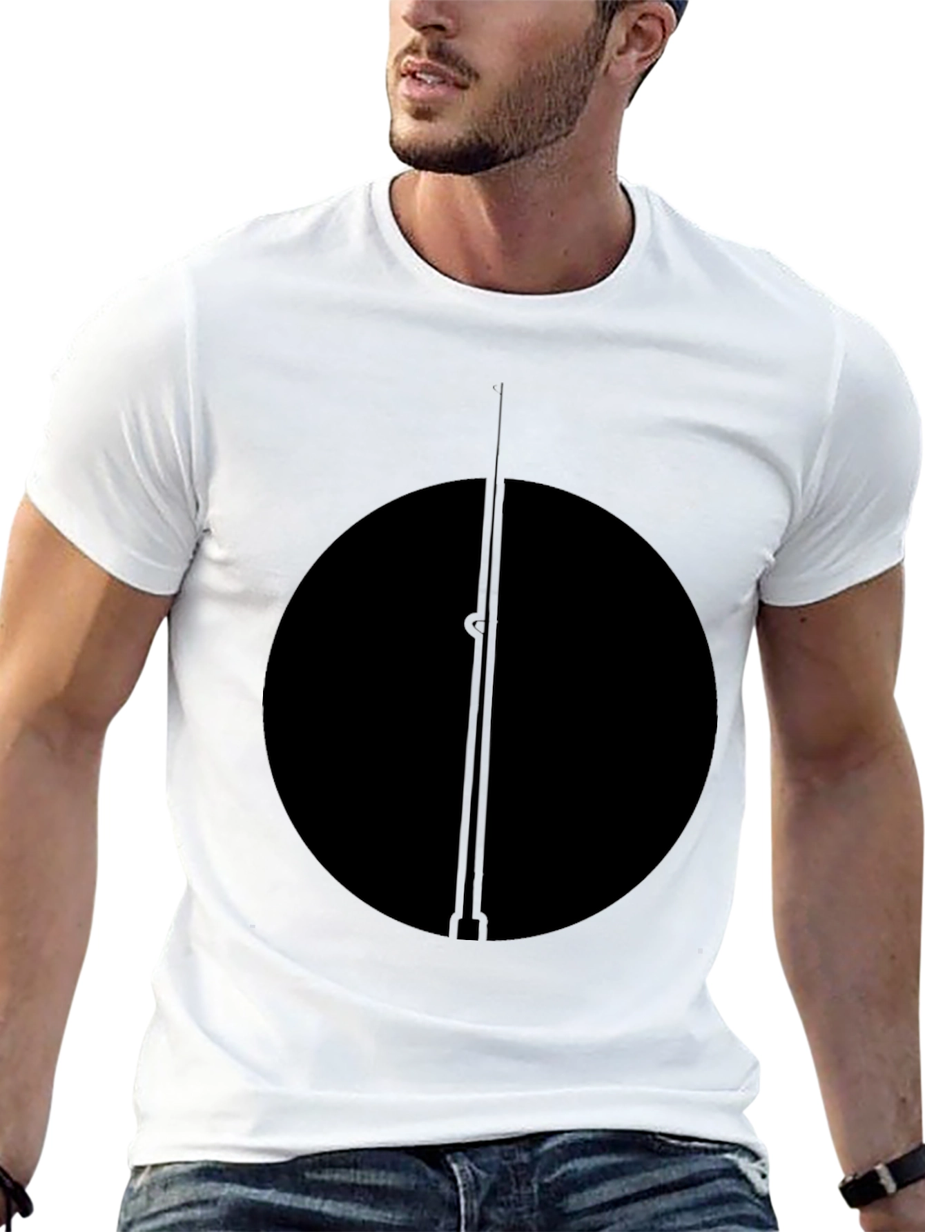 Minimalist Black Circle and Line T-Shirt