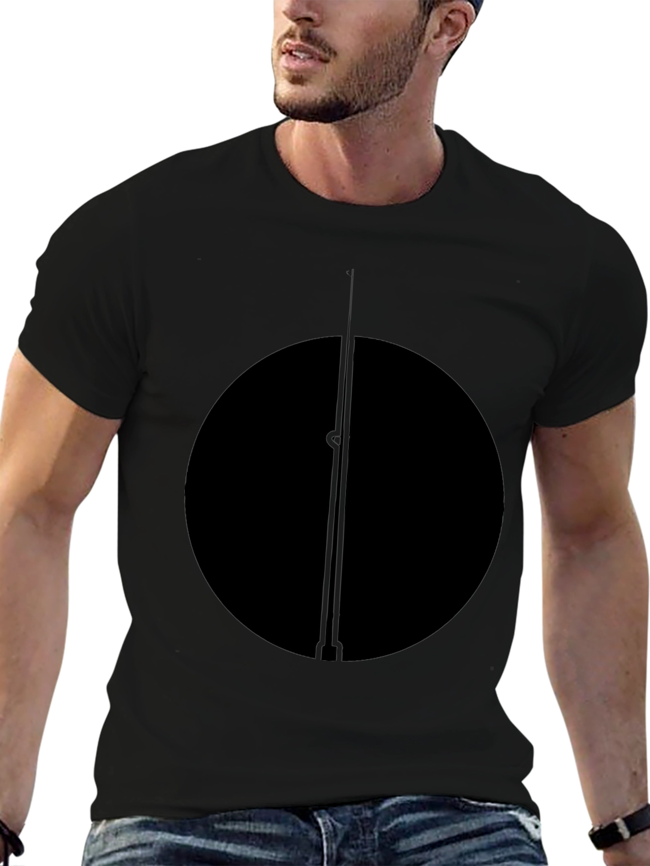 Minimalist Black Circle and Line T-Shirt