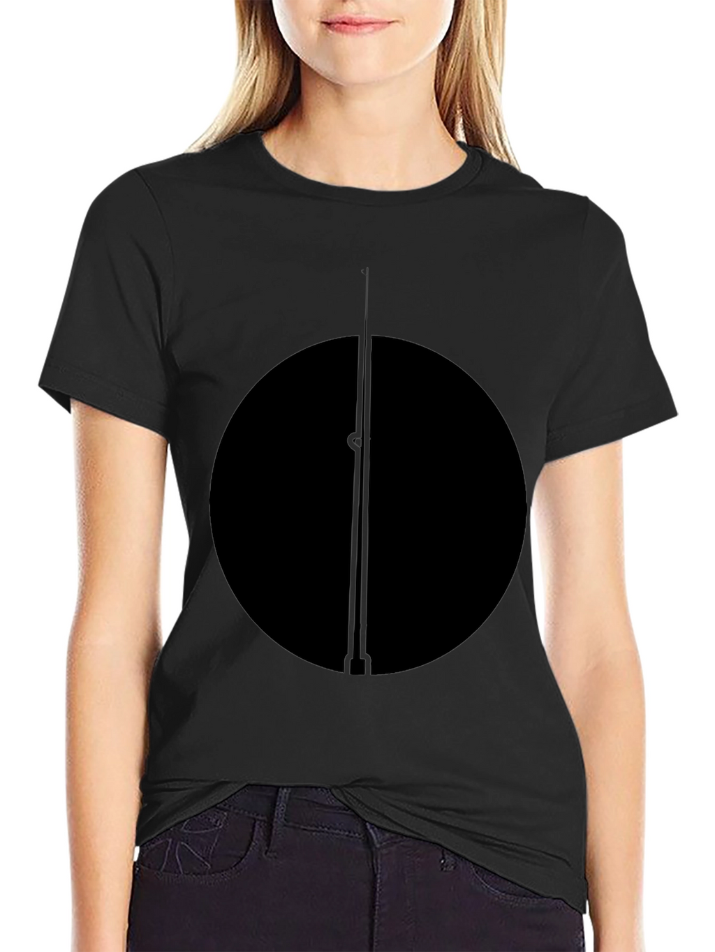 Minimalist Black Circle and Line T-Shirt