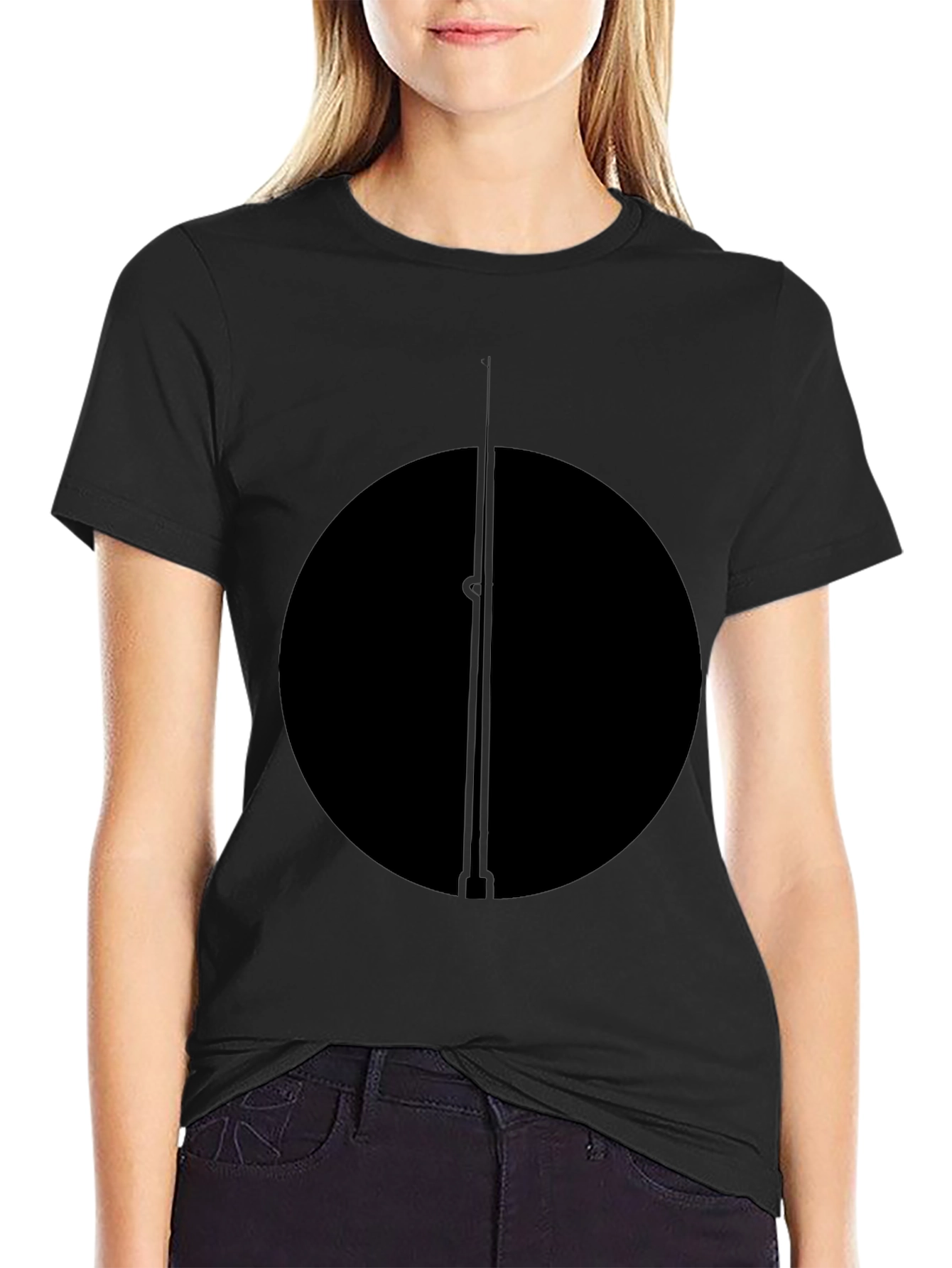 Minimalist Black Circle and Line T-Shirt