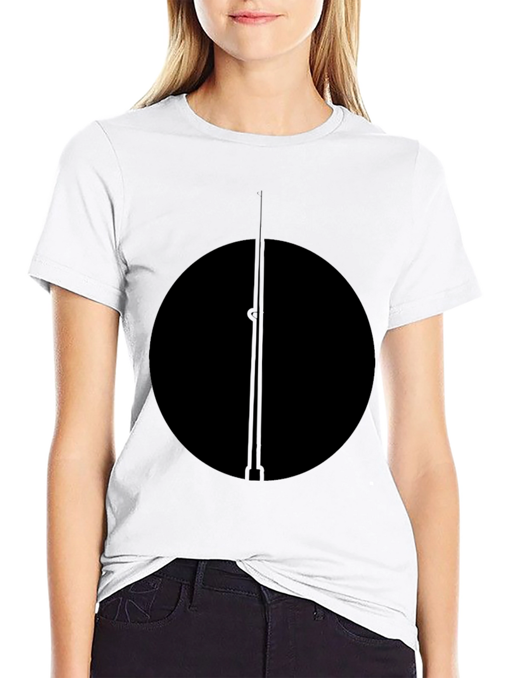 Minimalist Black Circle and Line T-Shirt