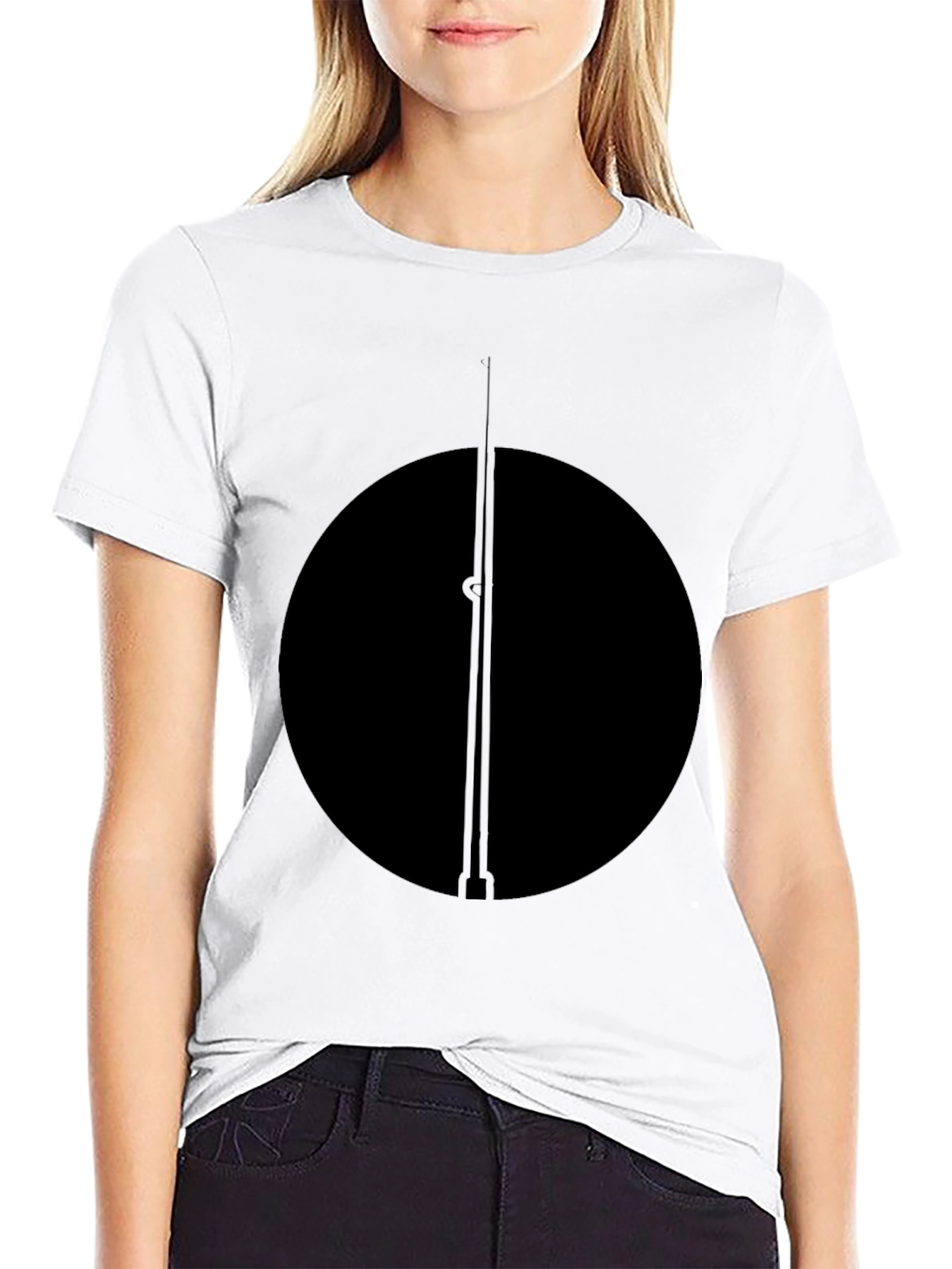 Minimalist Black Circle and Line T-Shirt