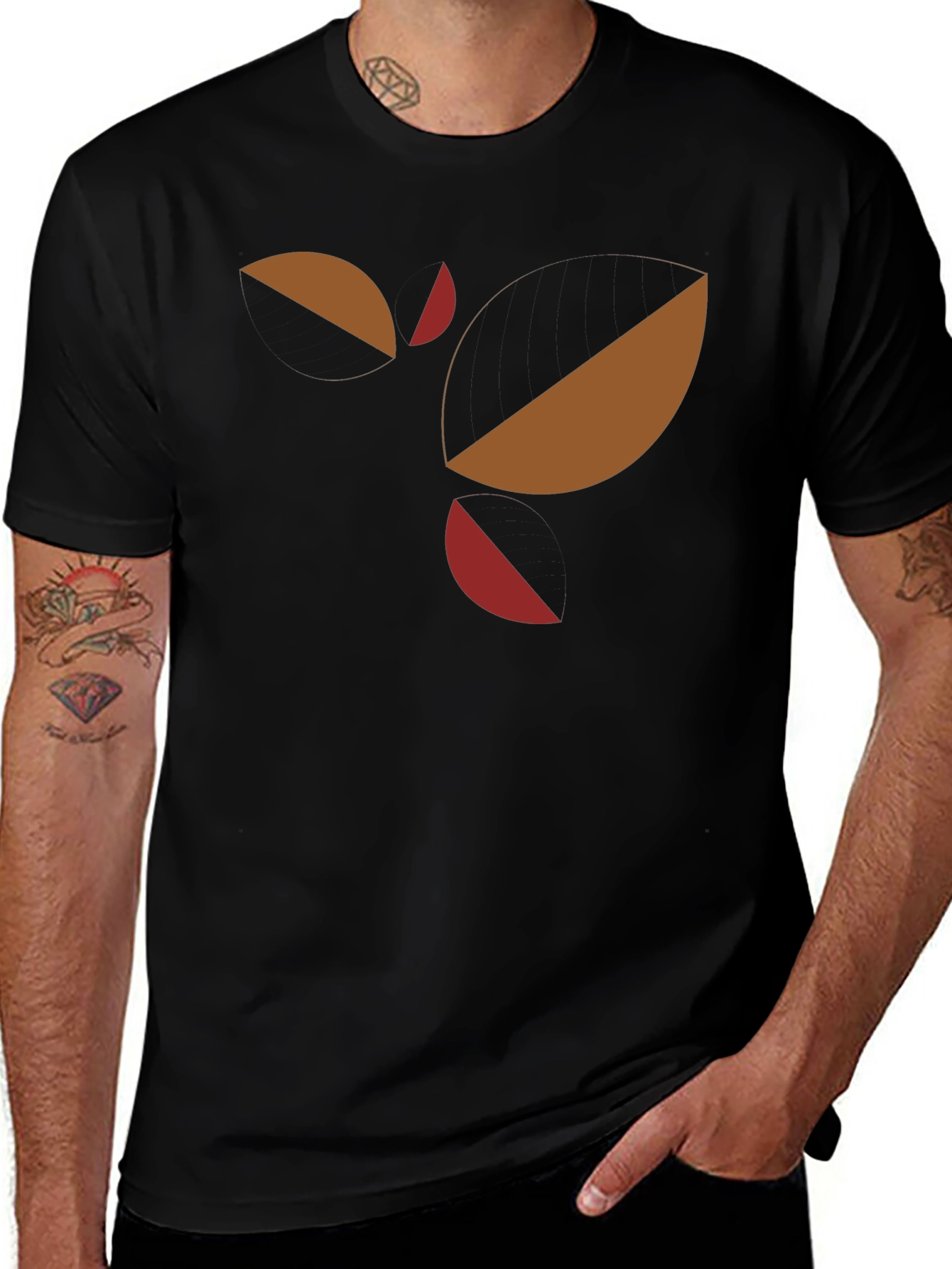 Abstract Geometric Graphic Tee - Black