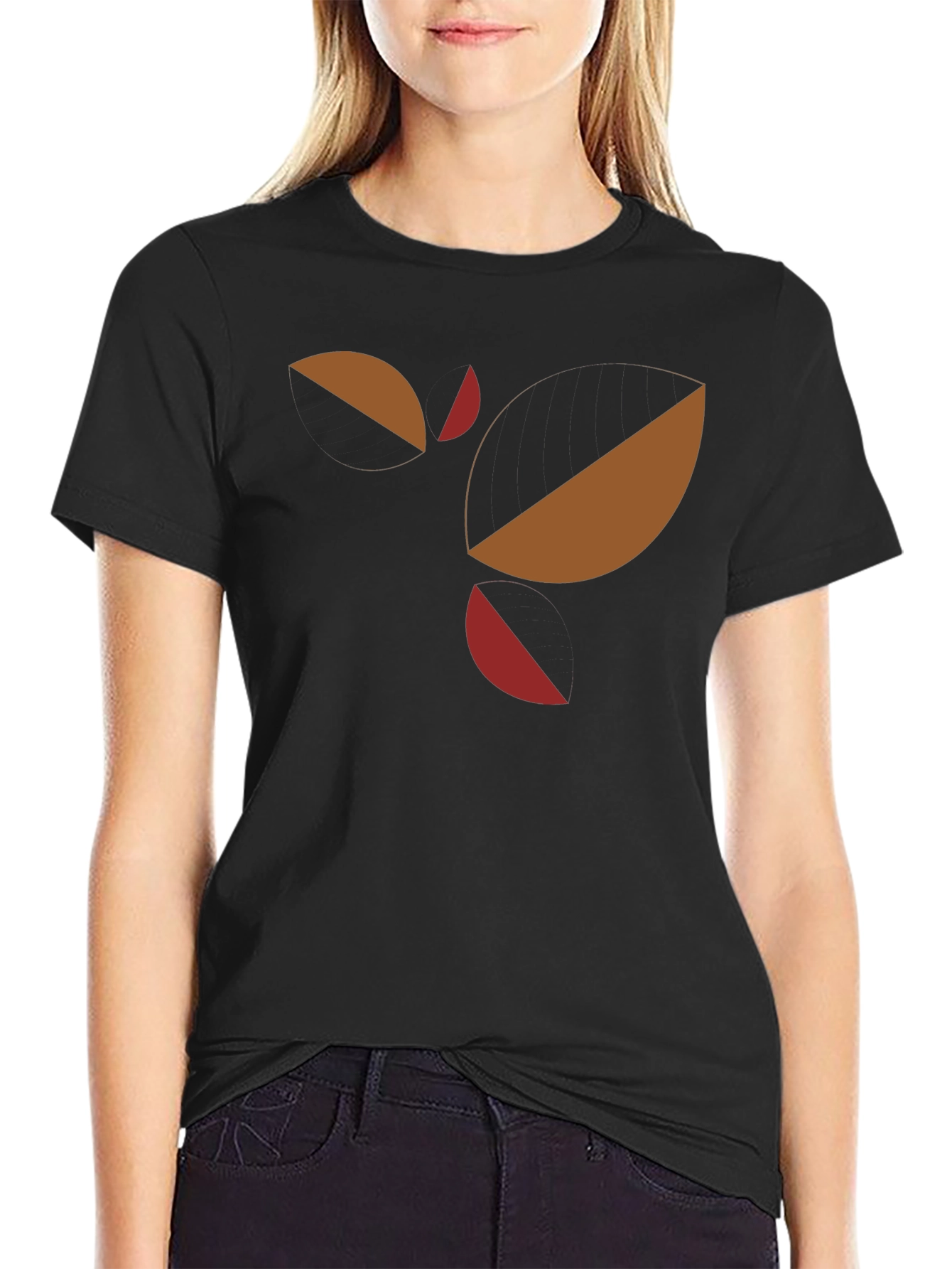 Abstract Geometric Graphic Tee - Black
