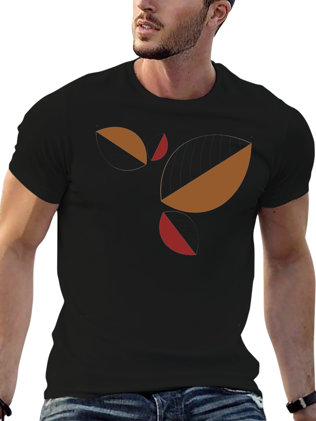 Abstract Geometric Graphic Tee - Black