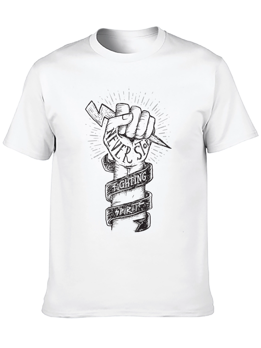 Fighting Spirit Graphic Print Black T-Shirt