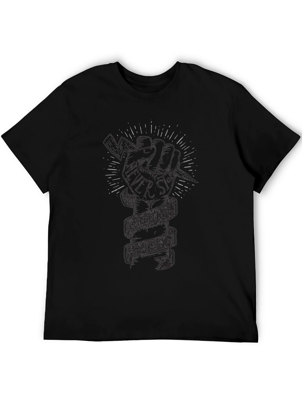 Fighting Spirit Graphic Print Black T-Shirt