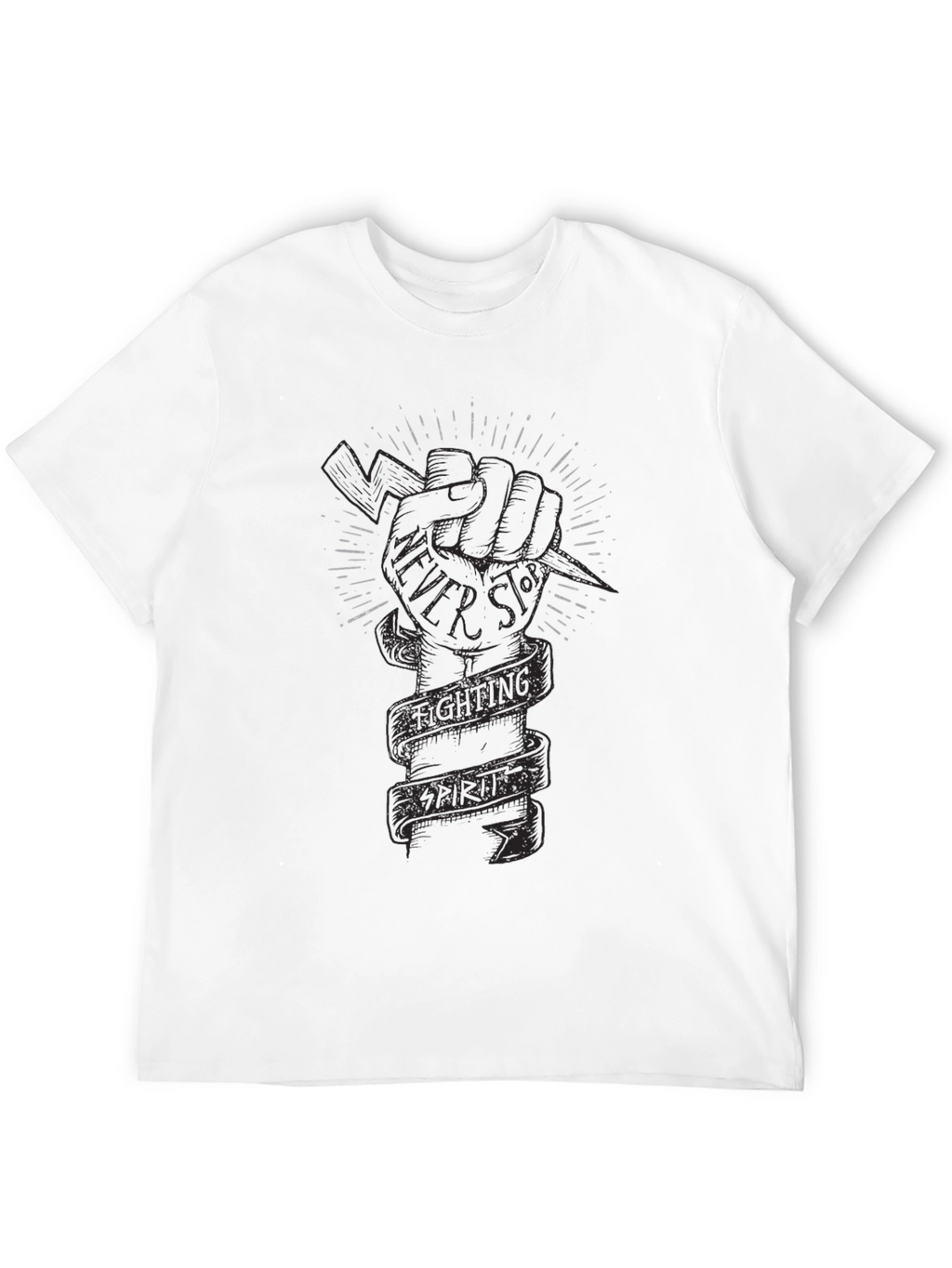 Fighting Spirit Graphic Print Black T-Shirt