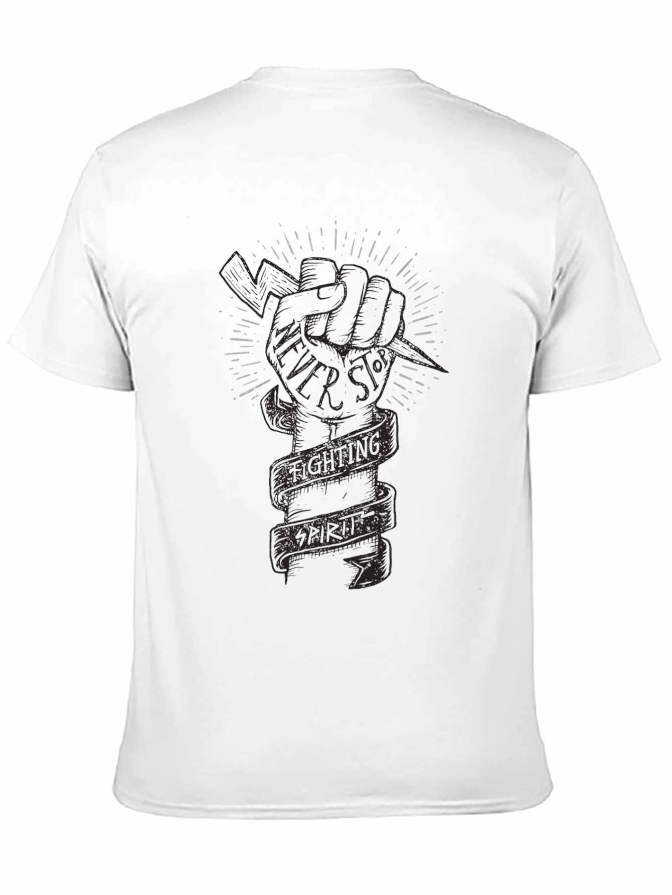 Fighting Spirit Graphic Print Black T-Shirt