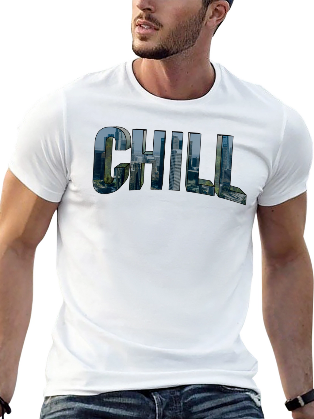 Chill Cityscape Graphic Tee - Black Cotton T-Shirt