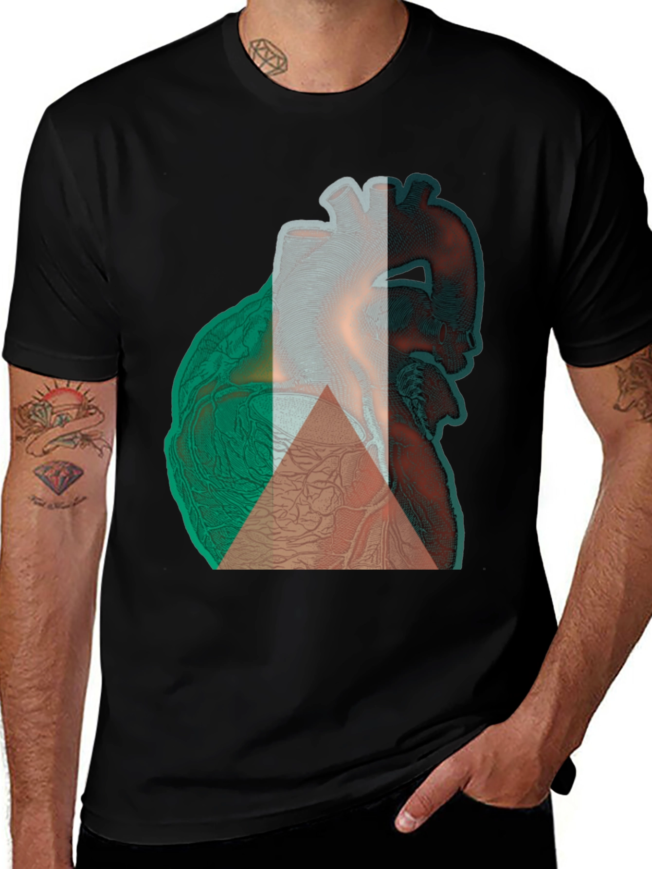 Anatomical Heart Tee - Black Cotton Graphic T-Shirt