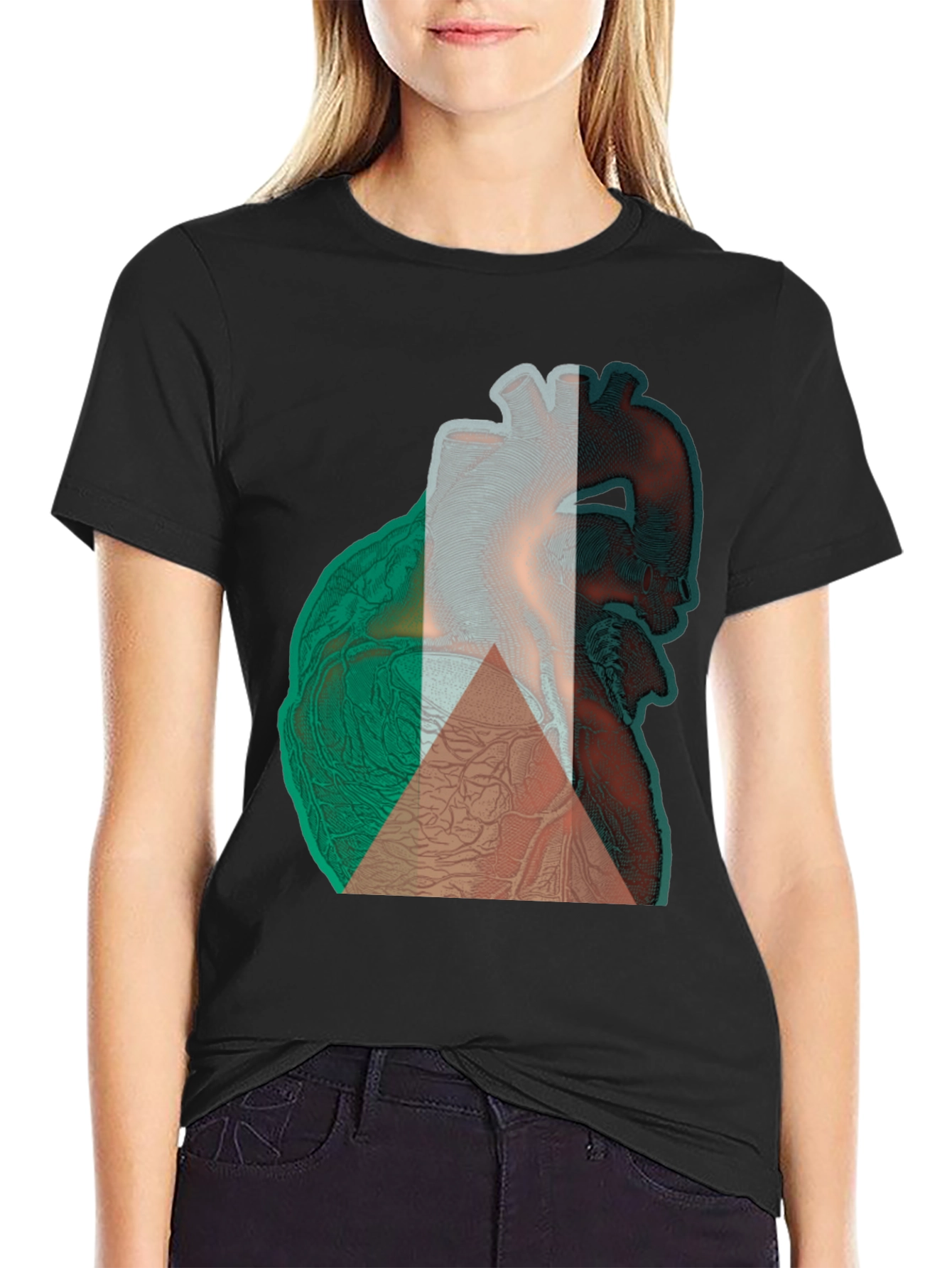 Anatomical Heart Tee - Black Cotton Graphic T-Shirt