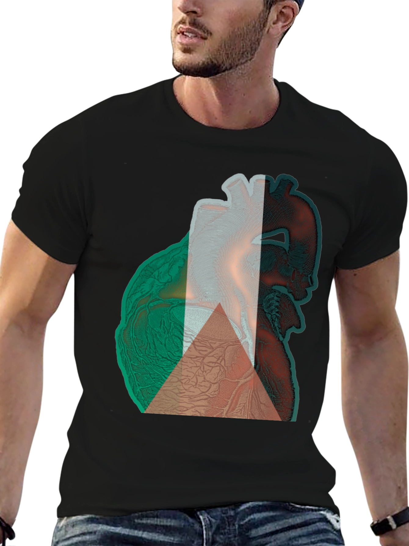 Anatomical Heart Tee - Black Cotton Graphic T-Shirt