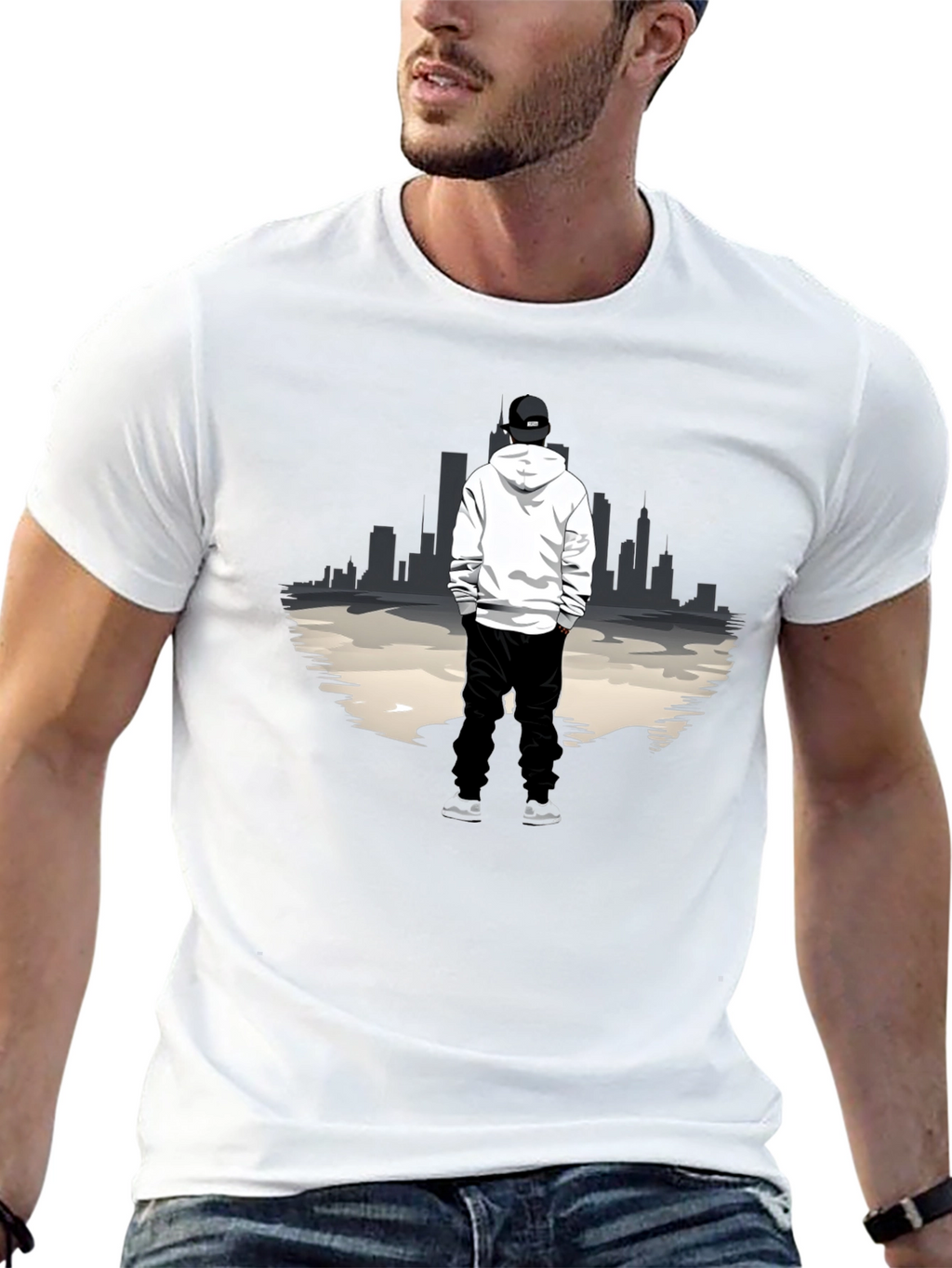 Urban Graphic Tee: Cityscape Silhouette