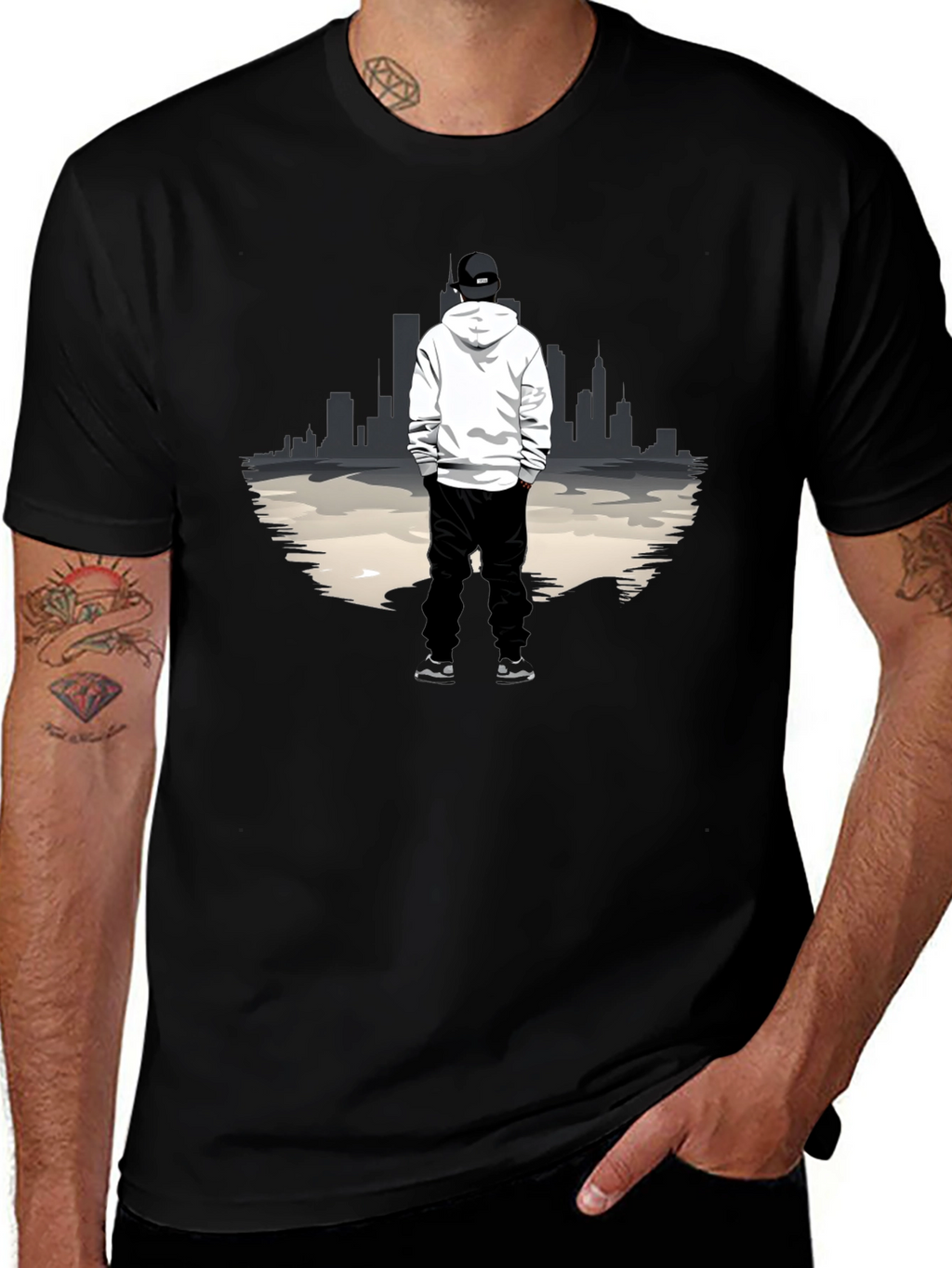 Urban Graphic Tee: Cityscape Silhouette