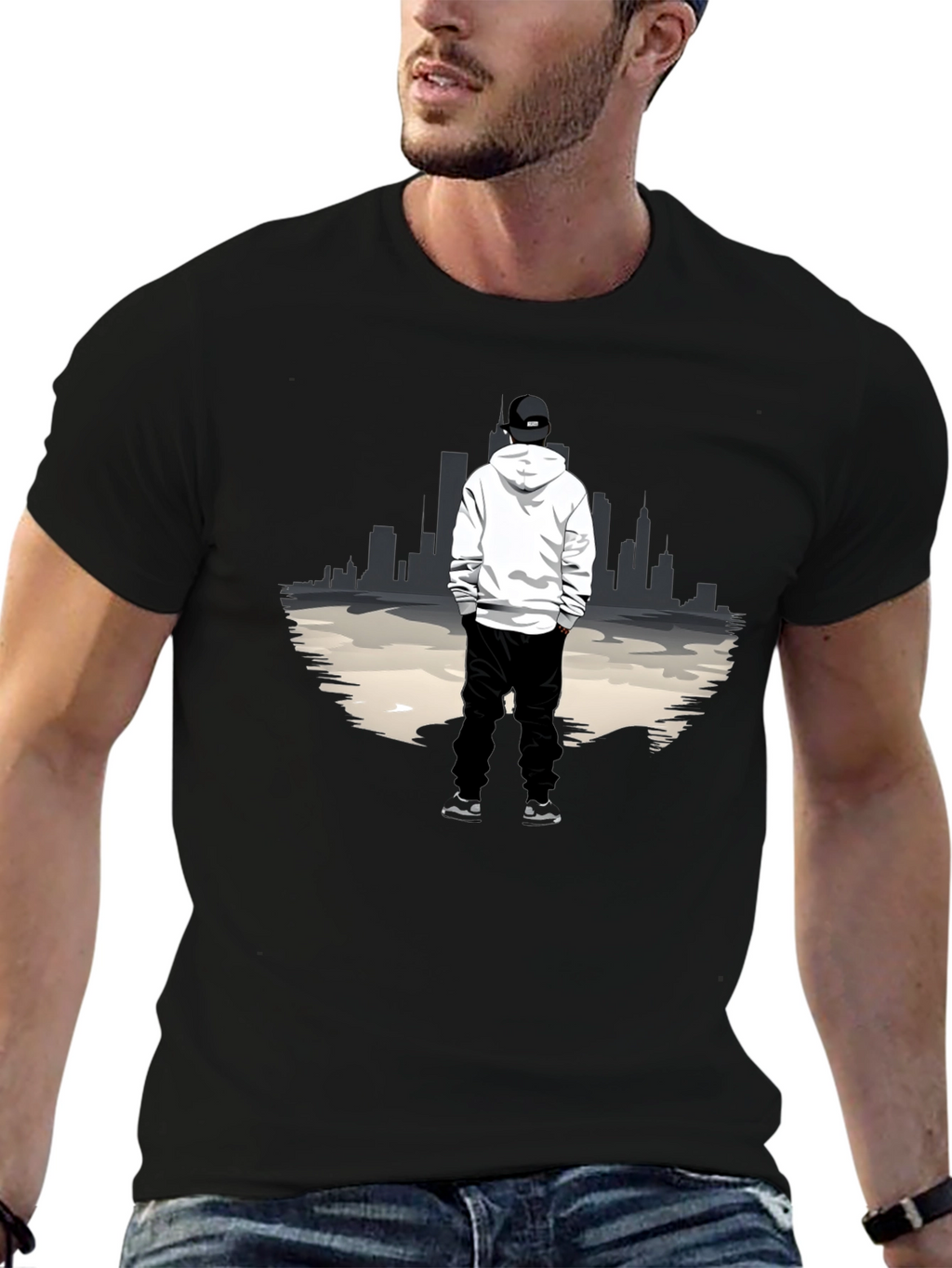 Urban Graphic Tee: Cityscape Silhouette