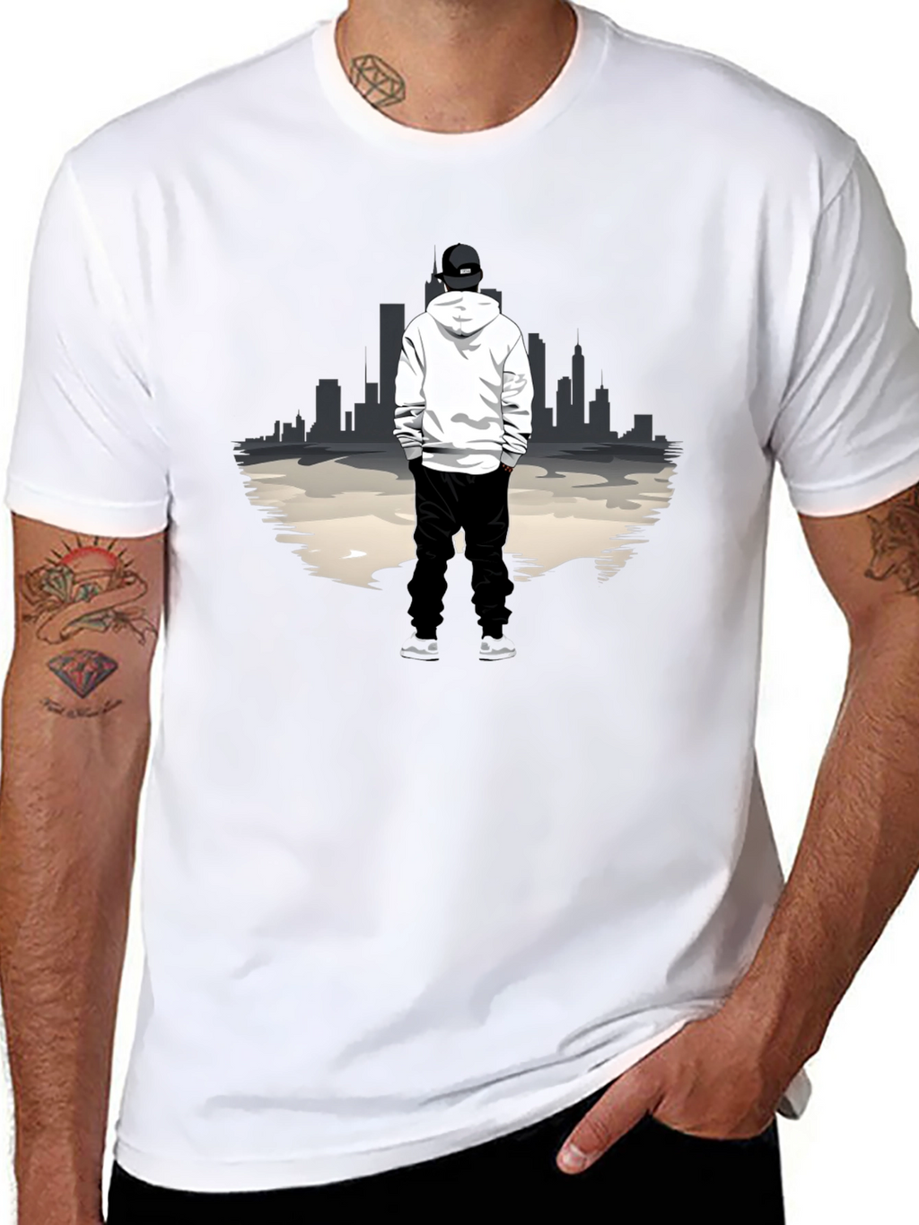 Urban Graphic Tee: Cityscape Silhouette
