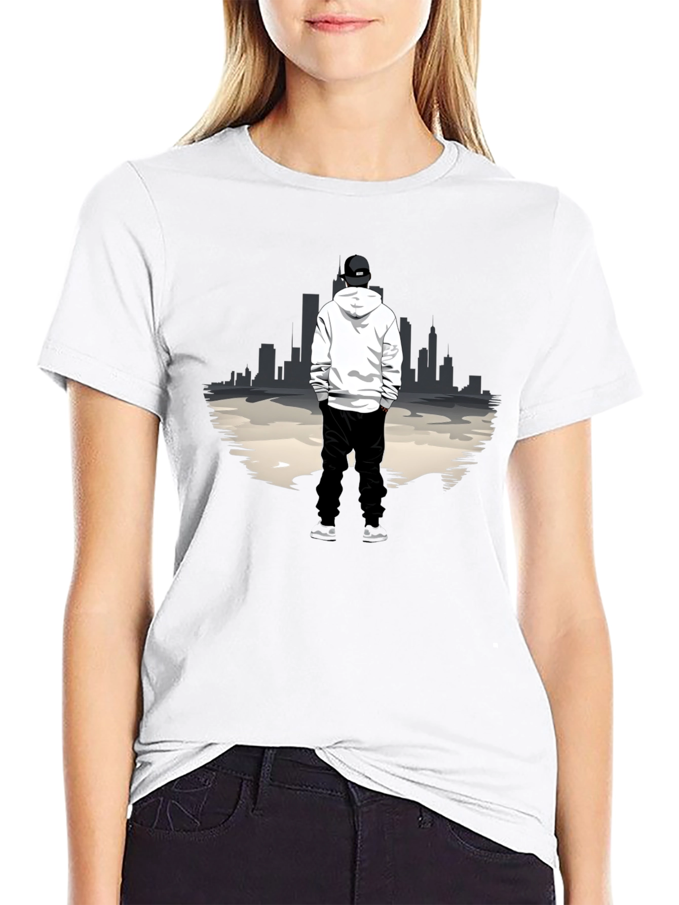 Urban Graphic Tee: Cityscape Silhouette