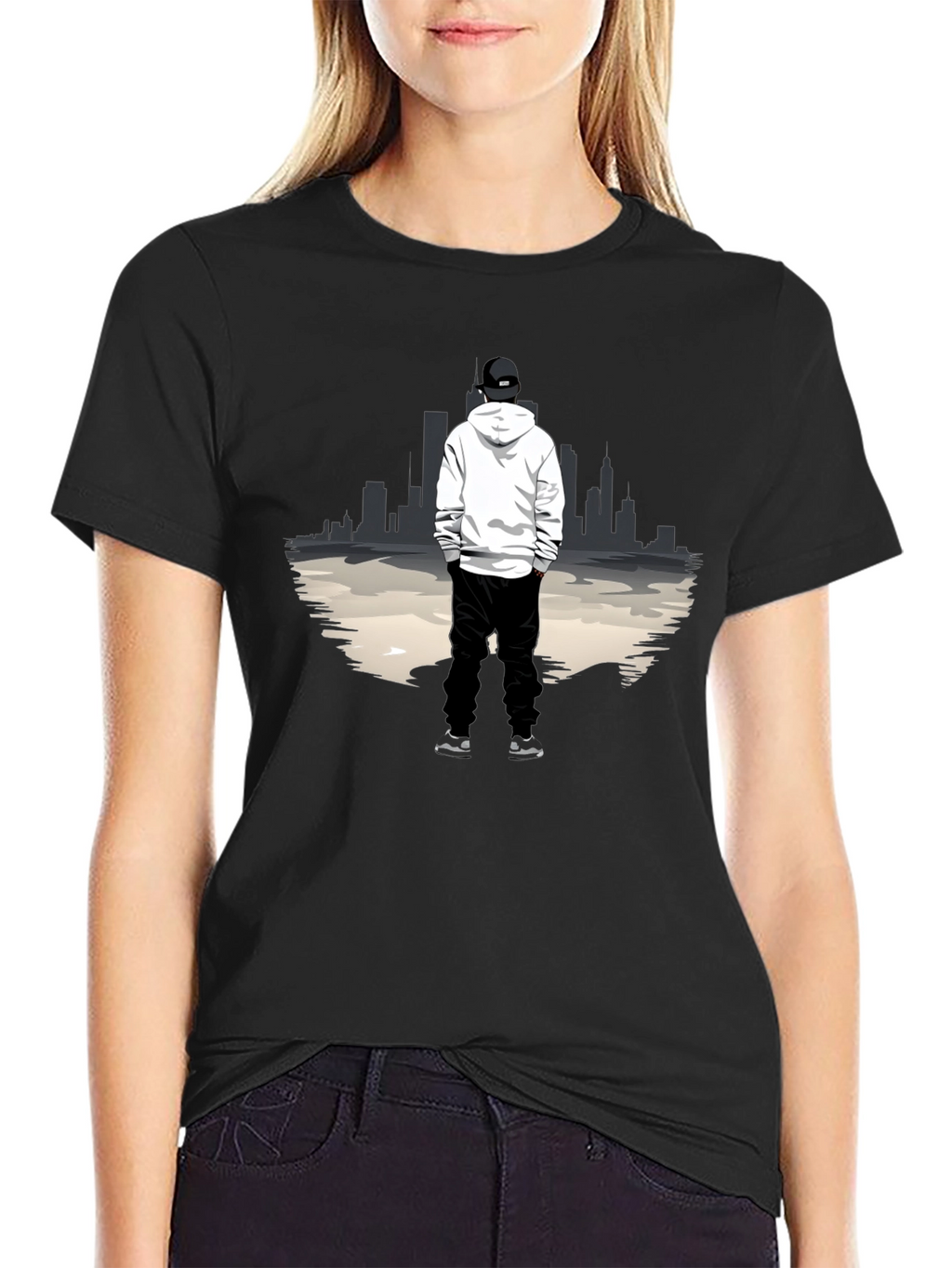 Urban Graphic Tee: Cityscape Silhouette