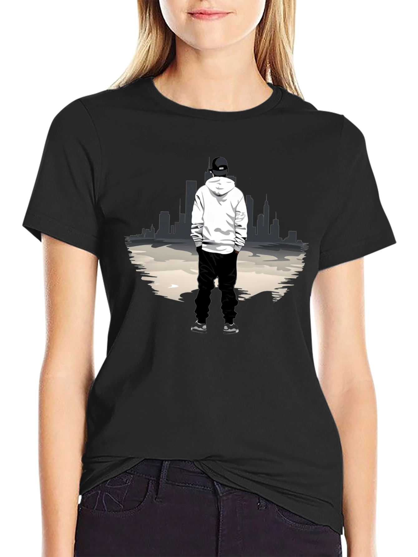 Urban Graphic Tee: Cityscape Silhouette