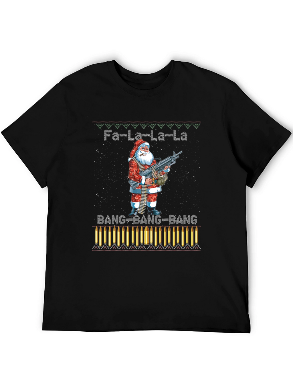 Fa-La-La-La-La Santa Machine Gun T-Shirt
