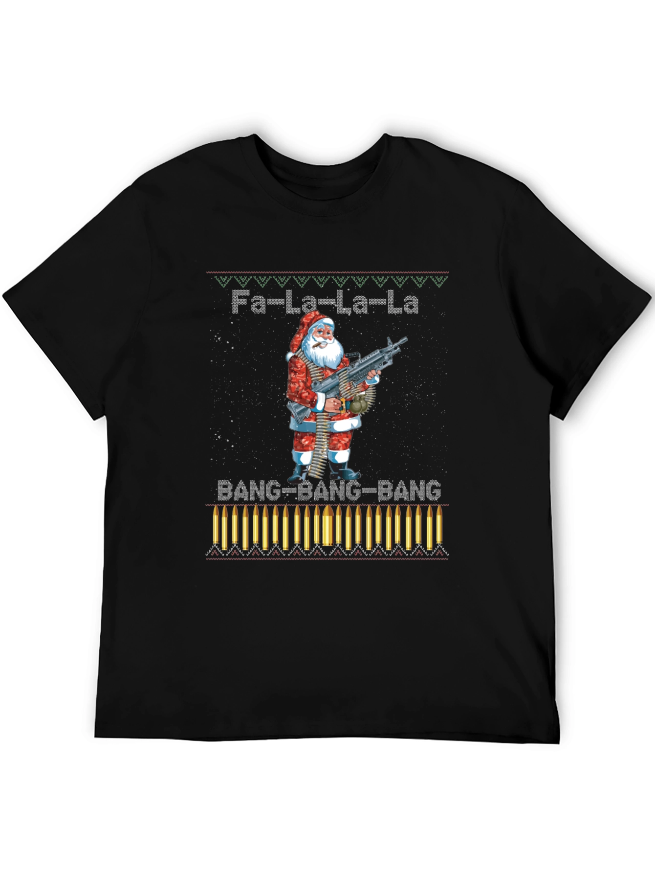 Fa-La-La-La-La Santa Machine Gun T-Shirt
