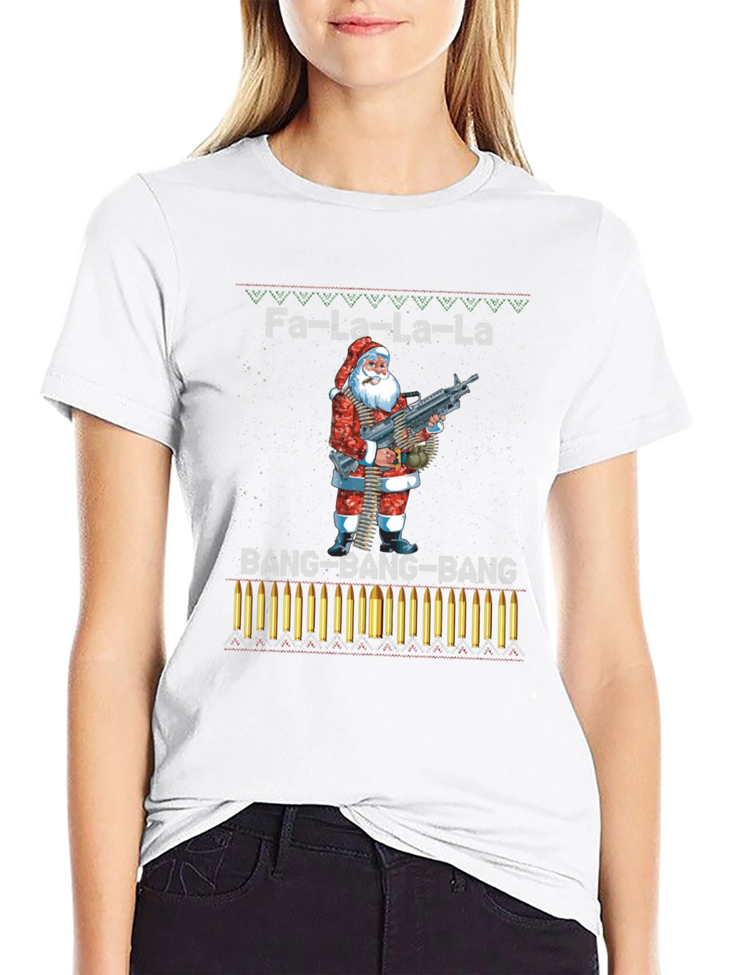 Fa-La-La-La-La Santa Machine Gun T-Shirt