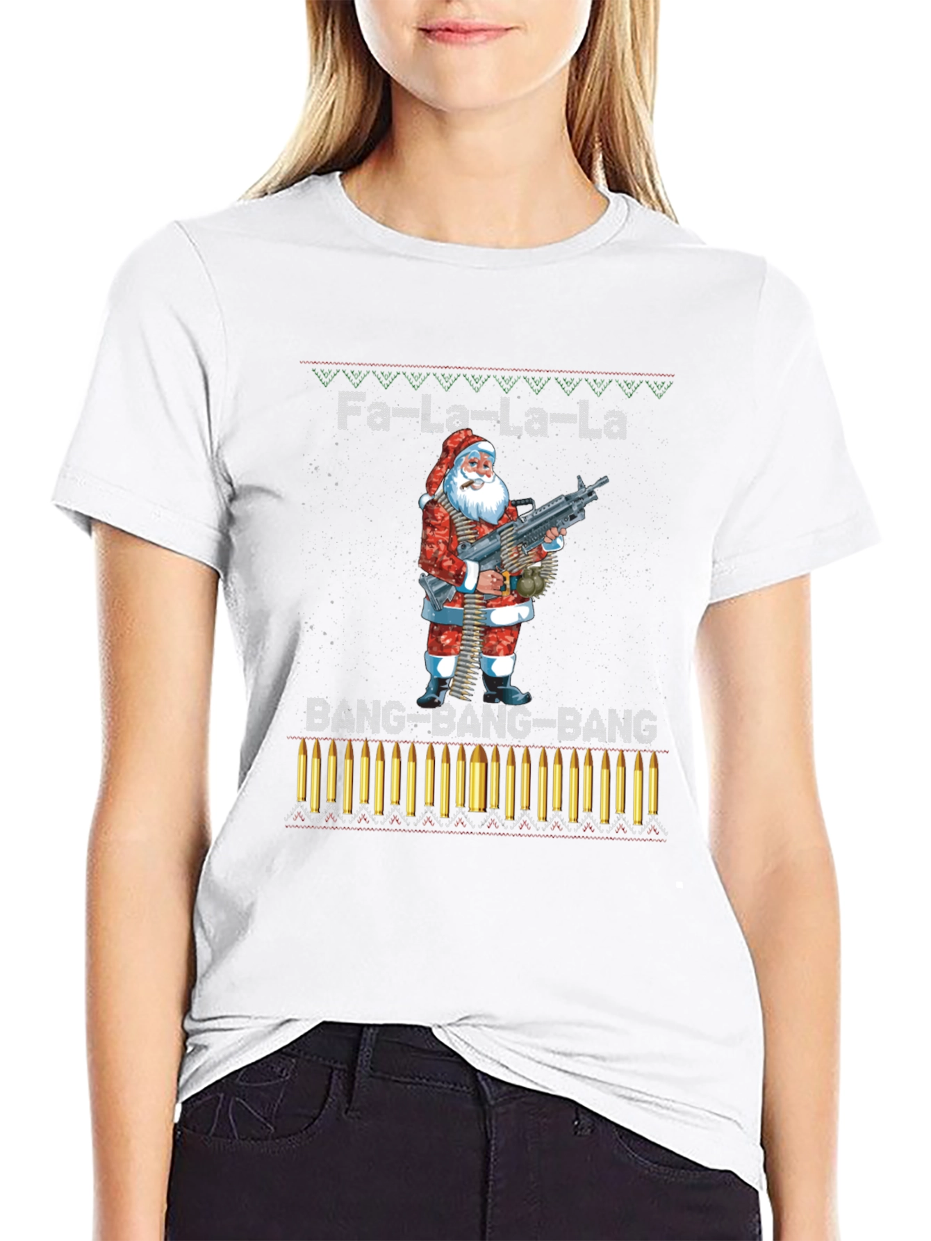 Fa-La-La-La-La Santa Machine Gun T-Shirt