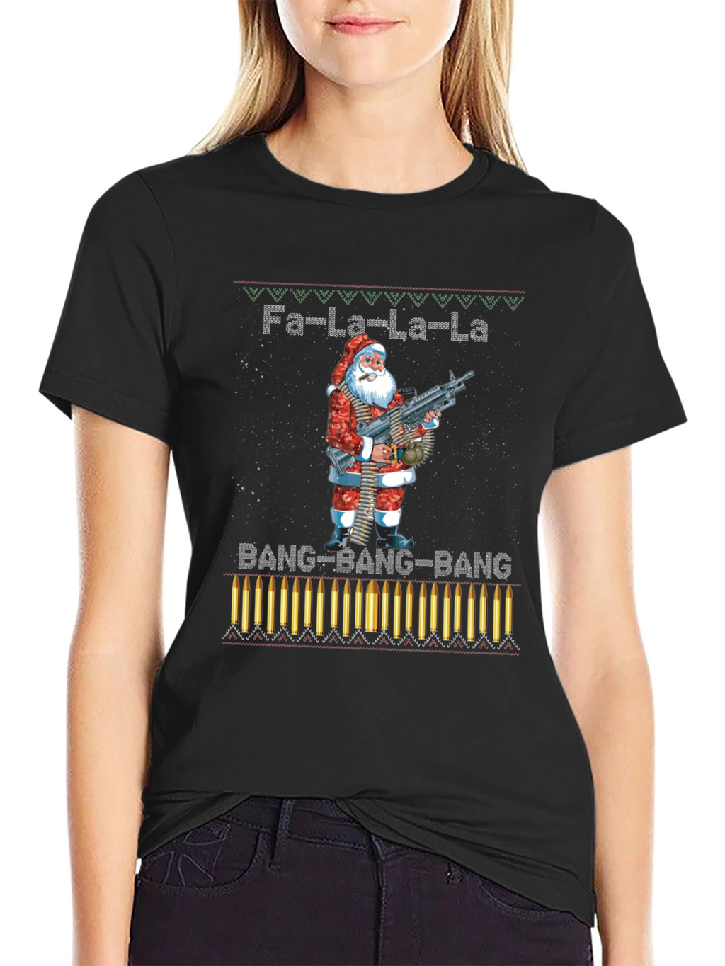 Fa-La-La-La-La Santa Machine Gun T-Shirt