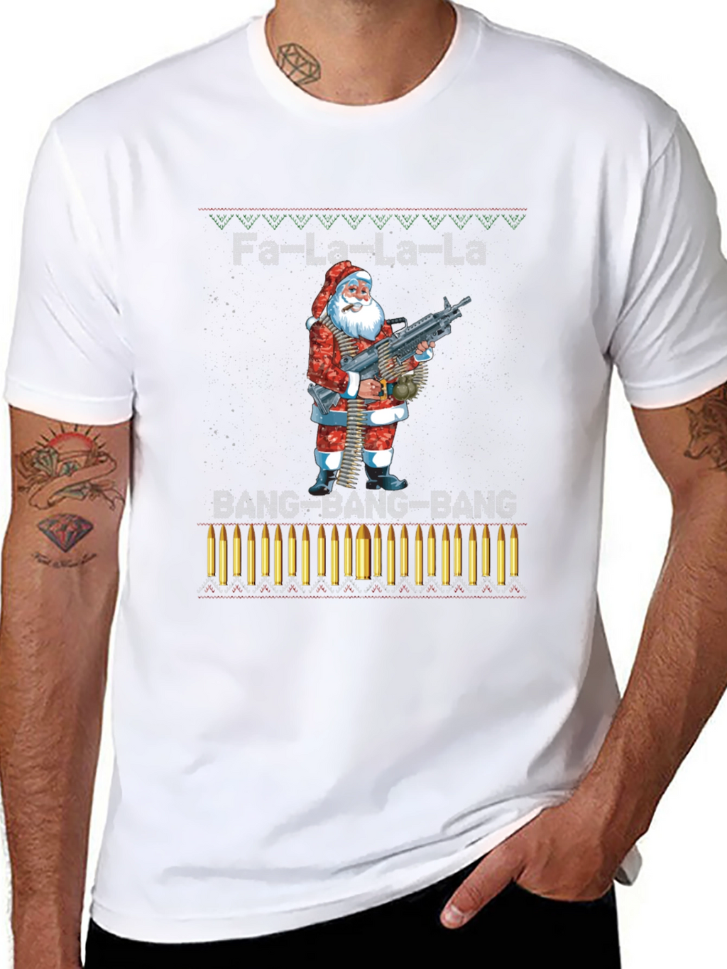 Fa-La-La-La-La Santa Machine Gun T-Shirt