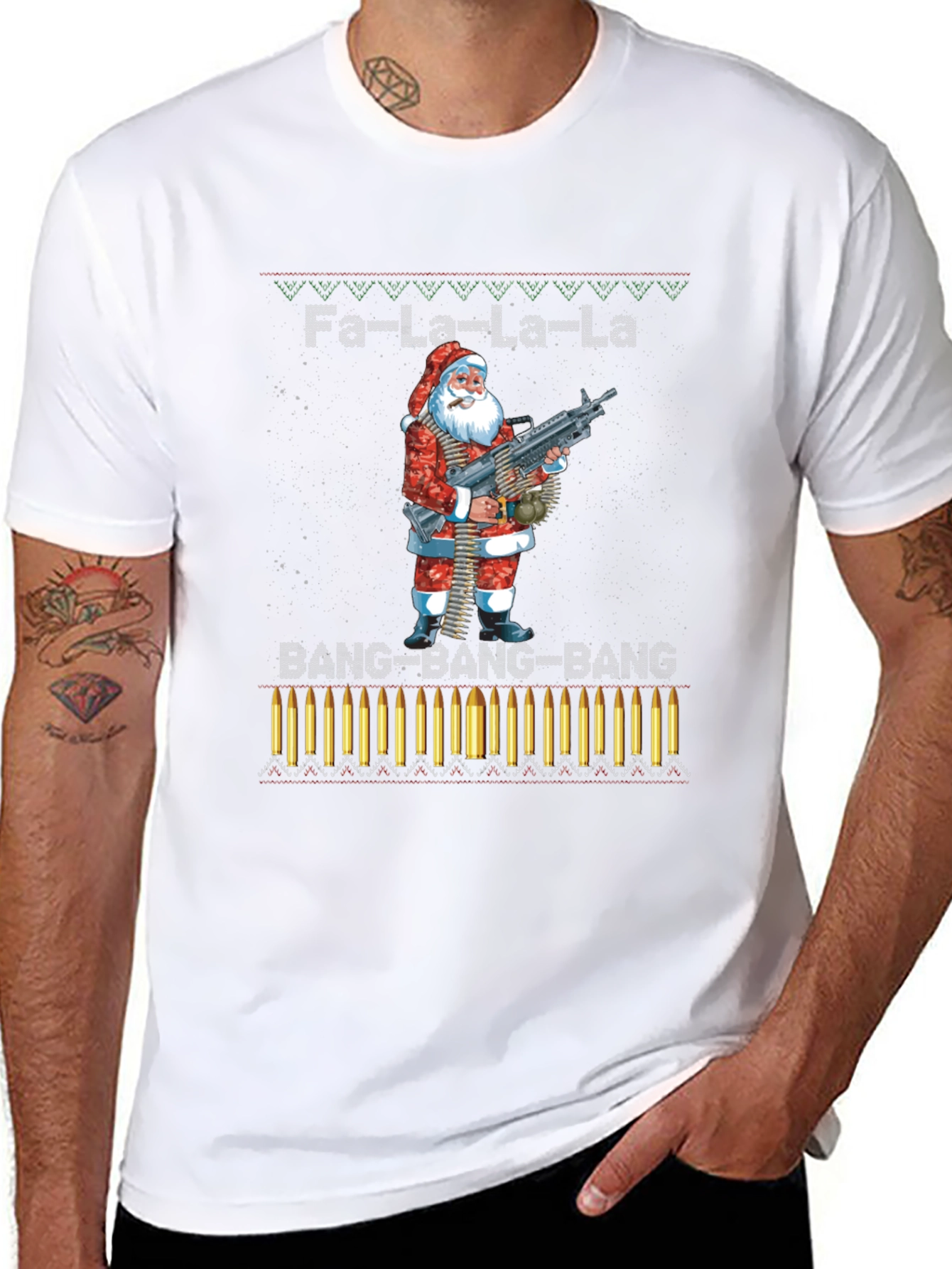 Fa-La-La-La-La Santa Machine Gun T-Shirt