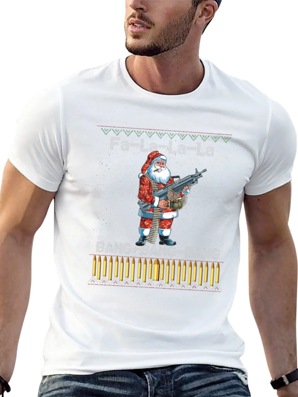 Fa-La-La-La-La Santa Machine Gun T-Shirt