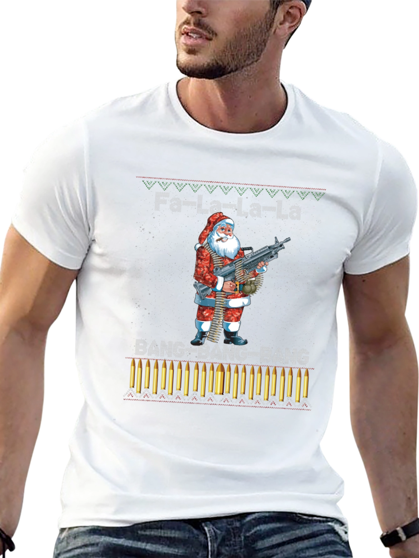Fa-La-La-La-La Santa Machine Gun T-Shirt