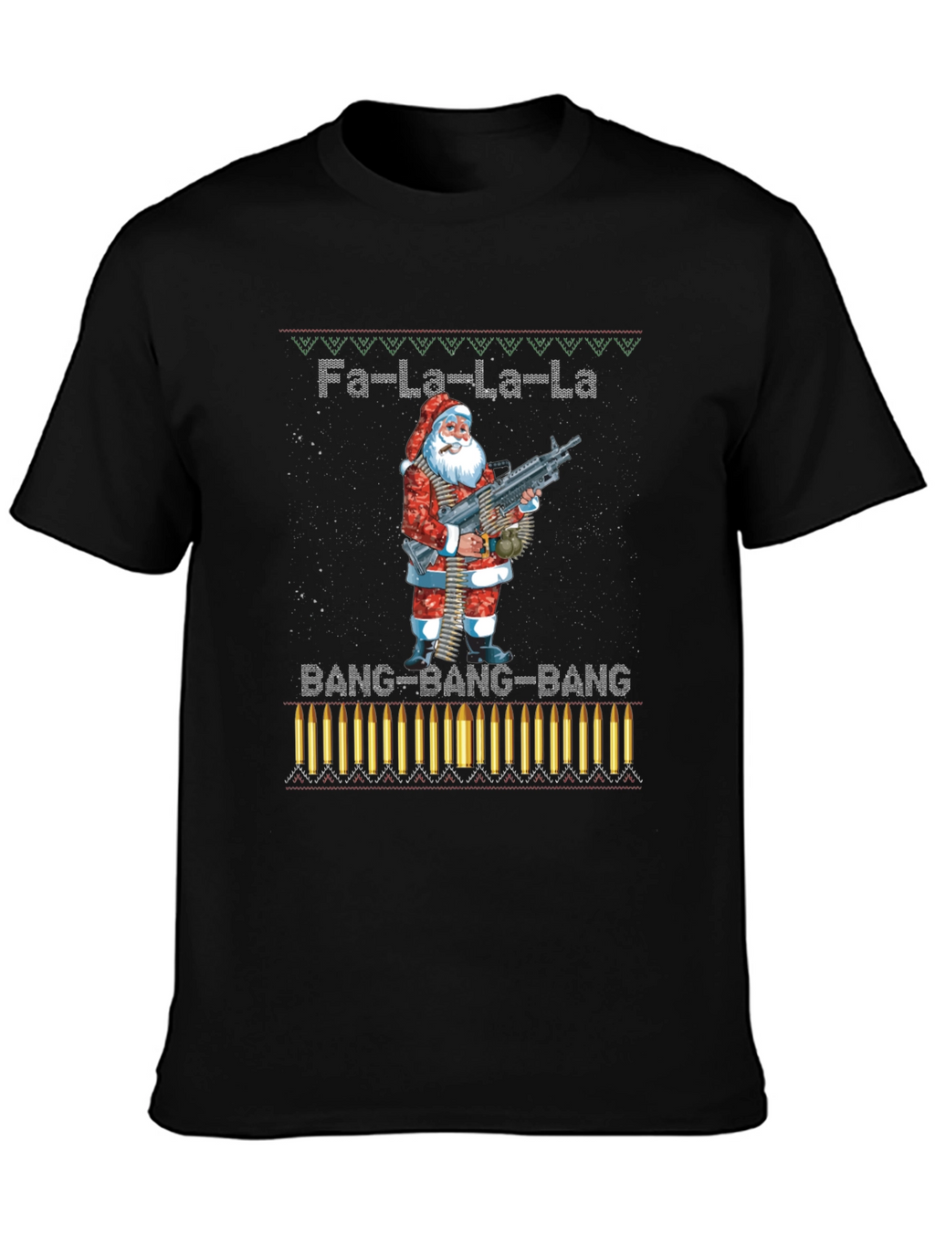 Fa-La-La-La-La Santa Machine Gun T-Shirt