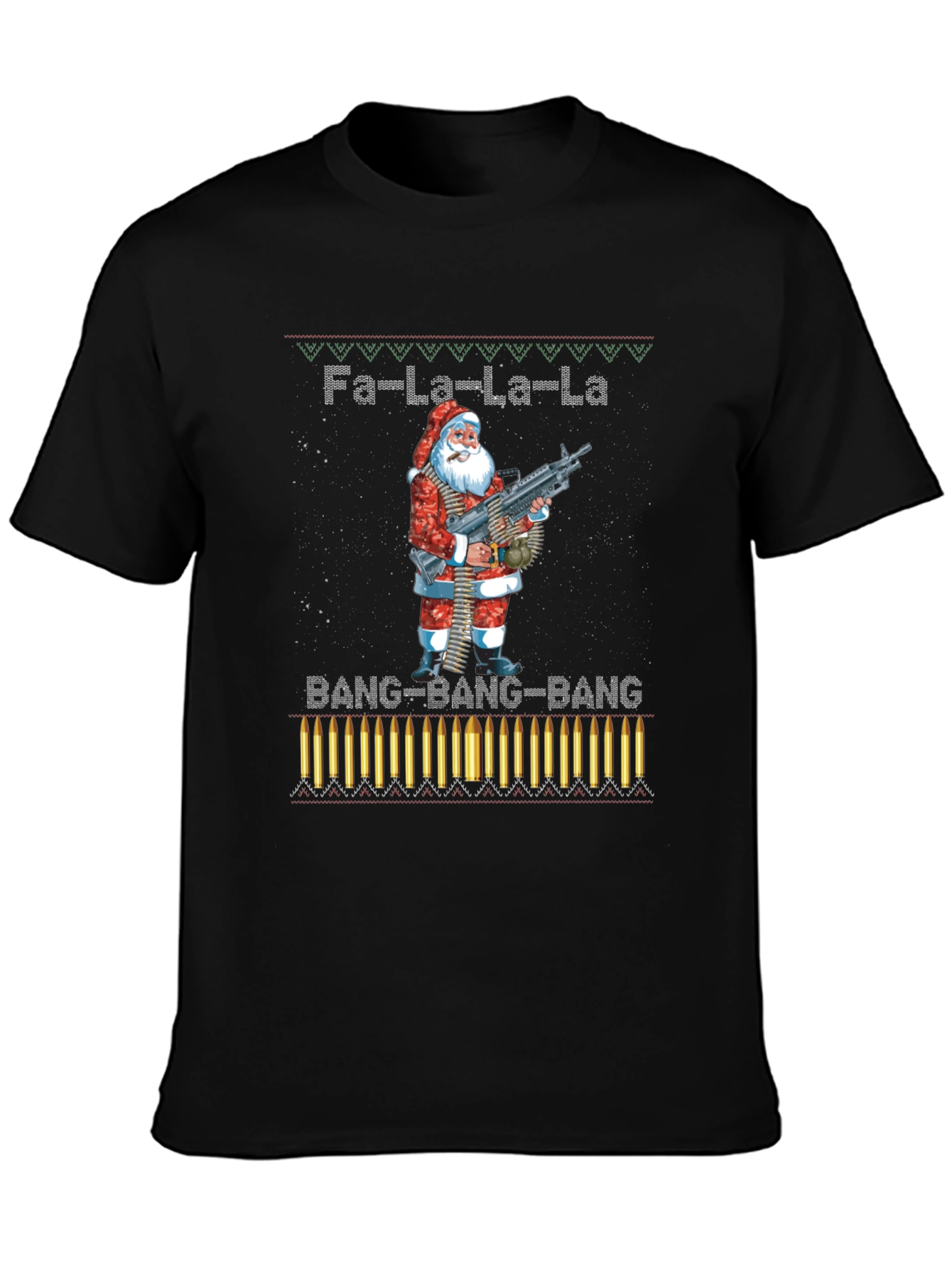 Fa-La-La-La-La Santa Machine Gun T-Shirt