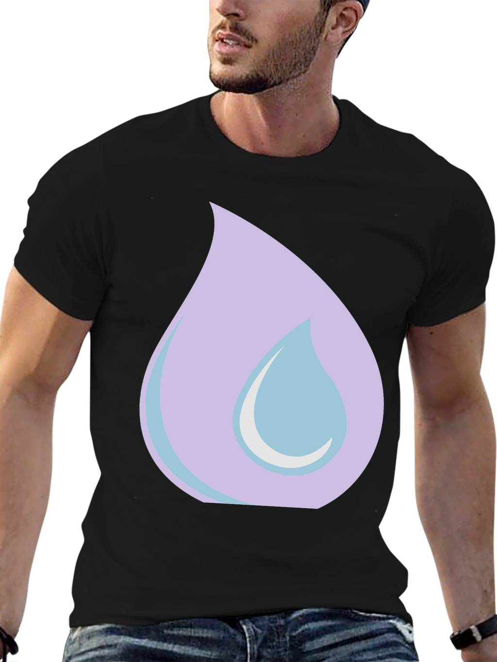 Lilac Tear Graphic Black T-Shirt