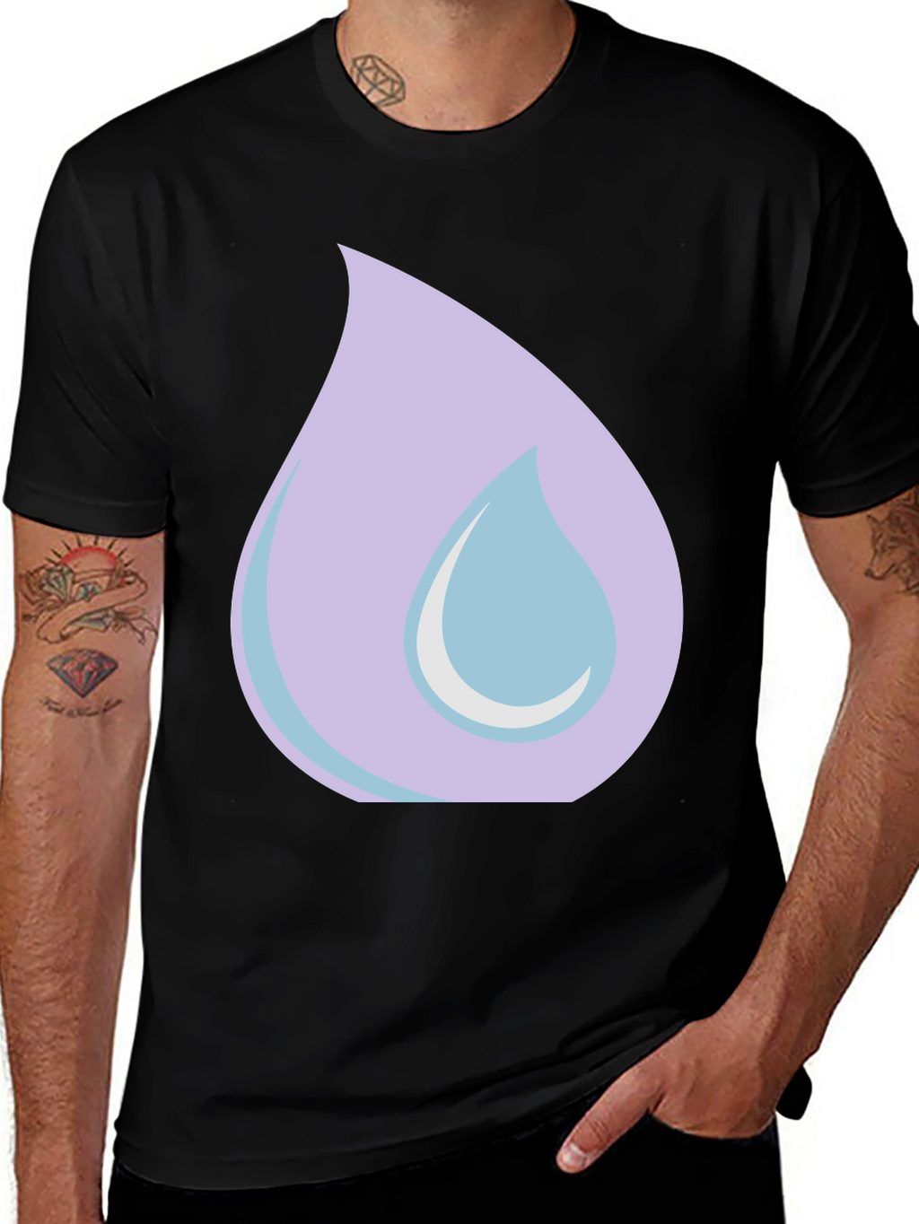 Lilac Tear Graphic Black T-Shirt