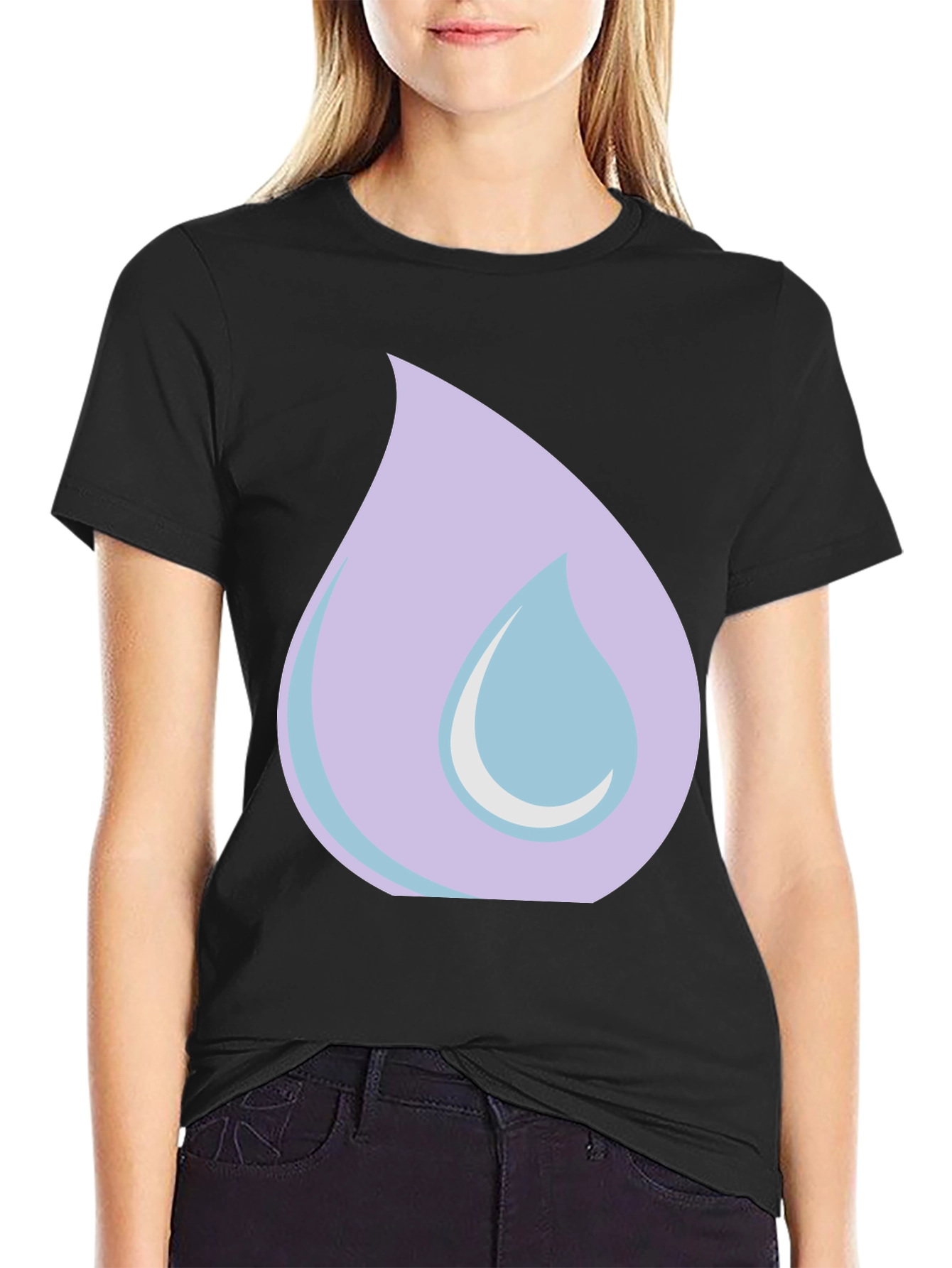 Lilac Tear Graphic Black T-Shirt